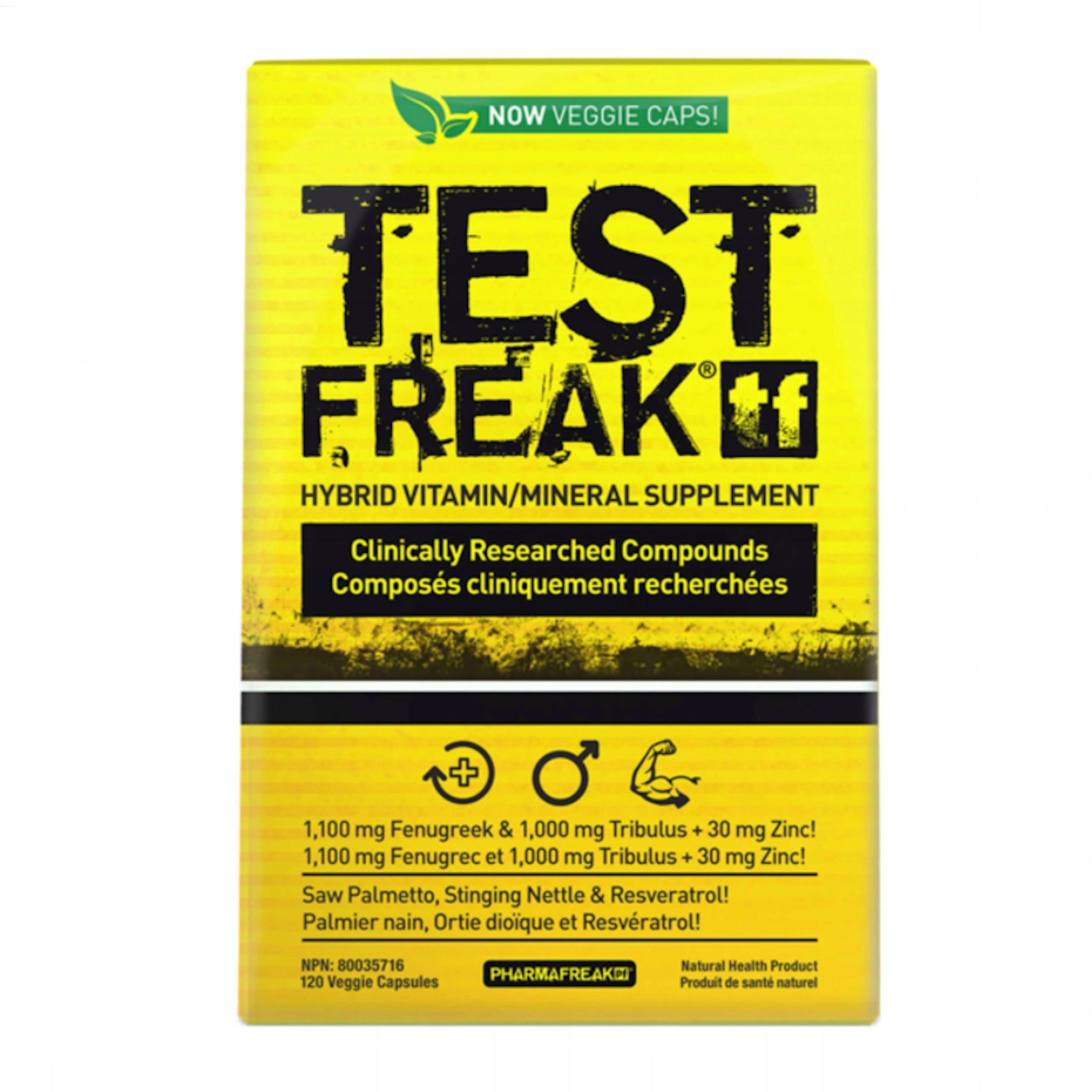 PHARMAFREAK TEST FREAK 120 CAP. TESTOSTERONE LIBIDO STRENGTH POWER ZINC ZMA B6