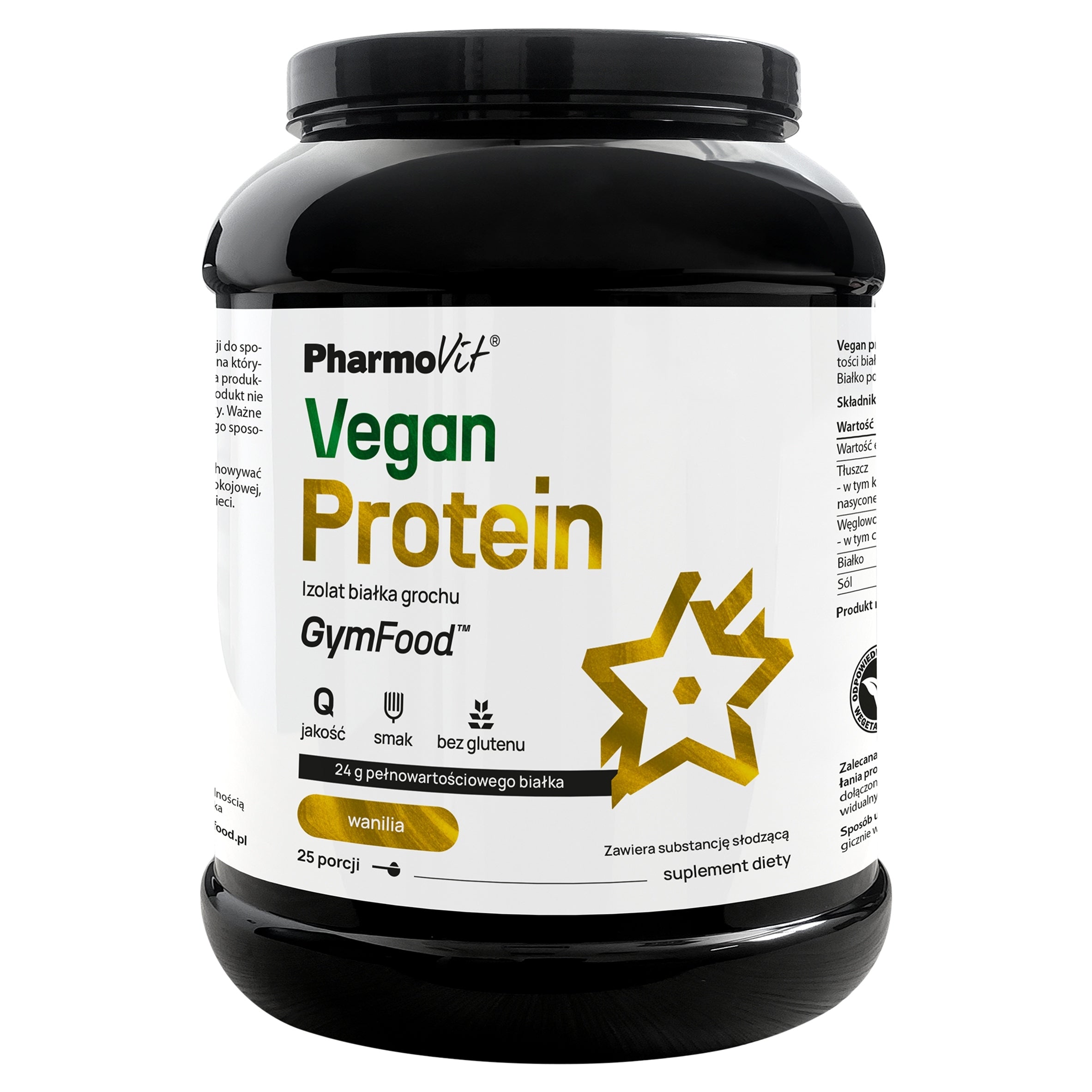 PHARMOVIT Vegan Protein pea protein isolate 750g vanilla flavour Manufacturer code 0001
