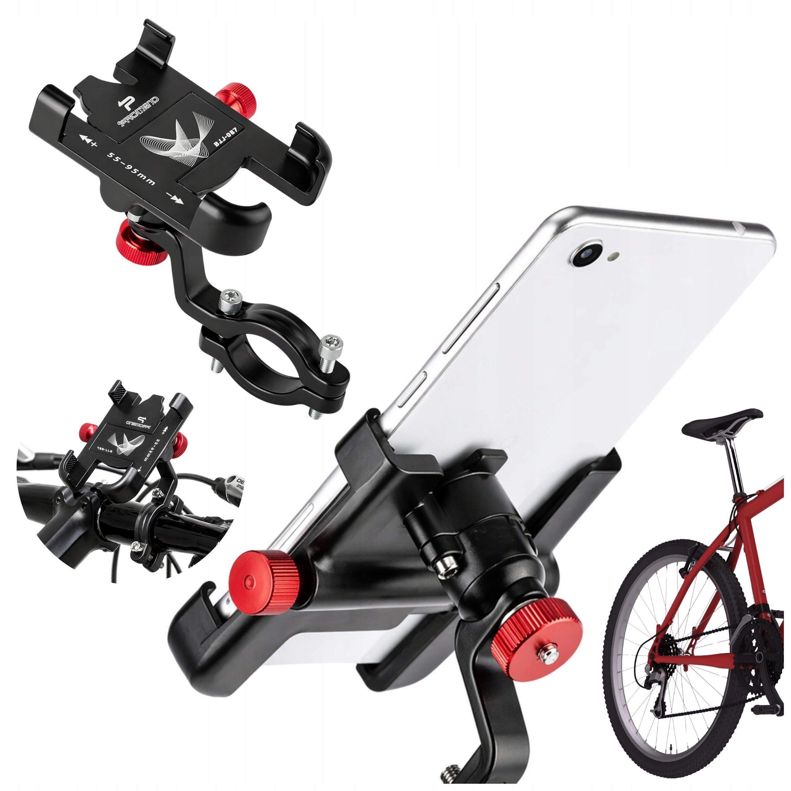 PHONE HOLDER FOR BICYCLE HANDLEBAR ADJUSTABLE 360° ALUMINIUM HANDLE