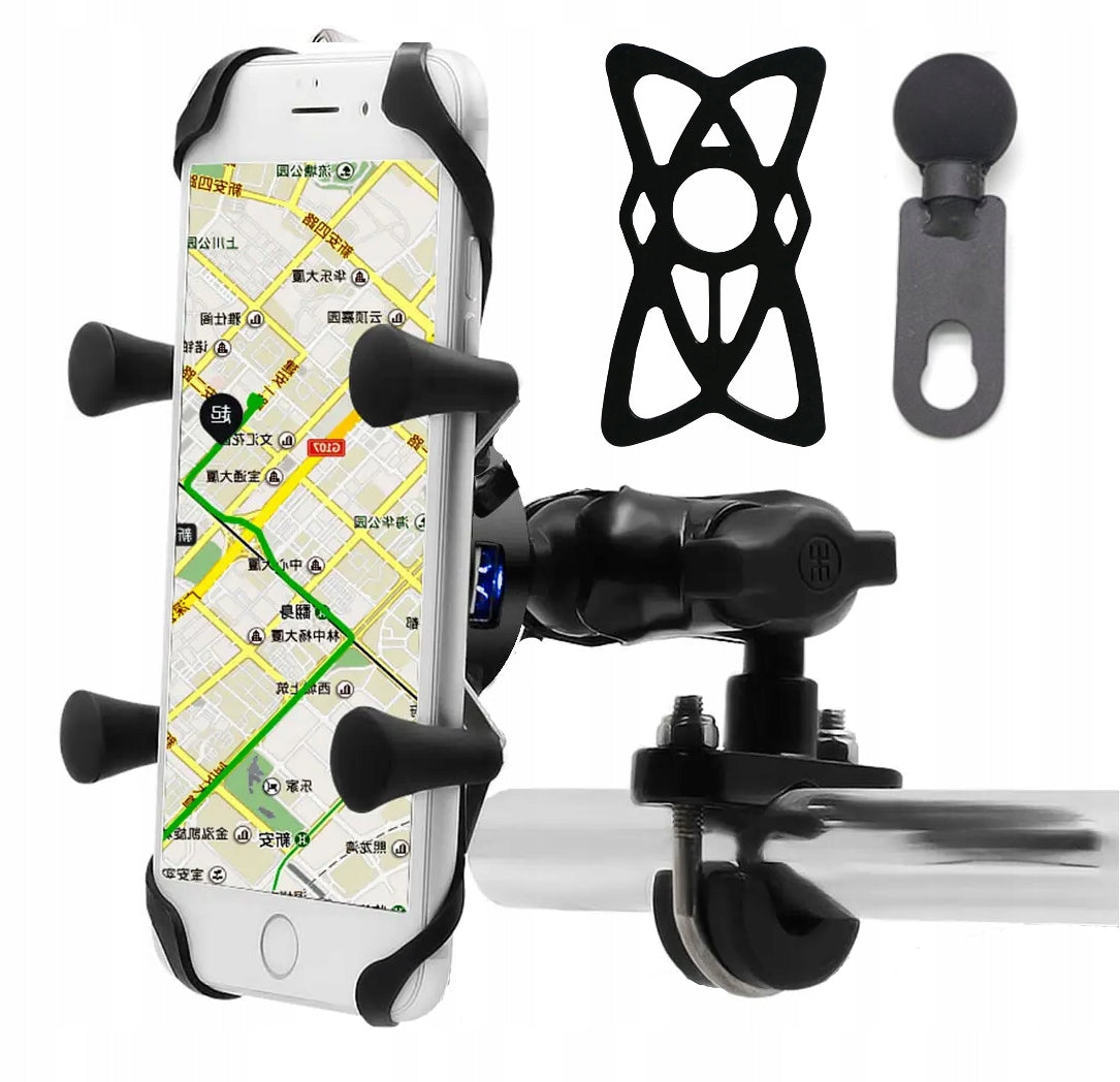 PHONE HOLDER TYPE X STABLE METAL HANDLEBAR MOUNT + MIRROR
