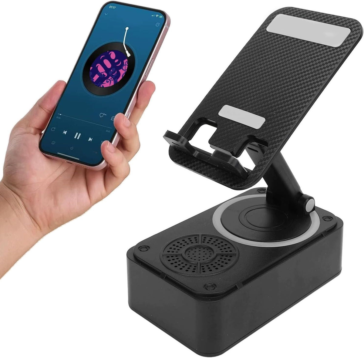 PHONE STAND WITH 360° USB-C ROTARY BLUETOOTH SPEAKER