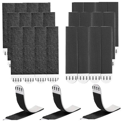 PICTURE HANGING STRIPS SELF ADHESIVE 24 PCS WITHOUT NAILS BLACK
