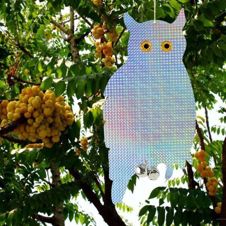 PIGEON REPELLENT BIRD STARLINGS REFLECTIVE OWL sitting HOLOGRAM BELLS Use Against birds