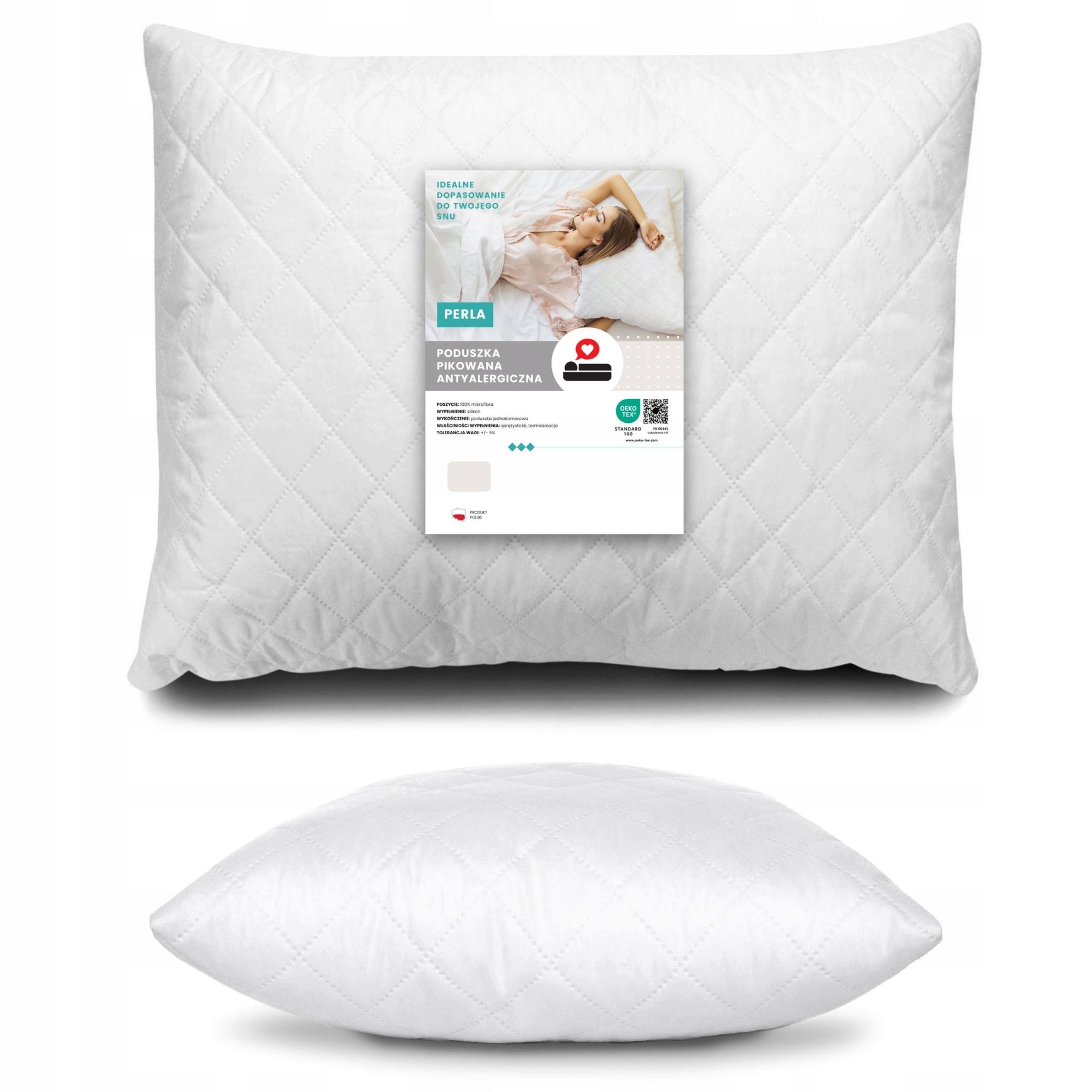 PILLOW 70x80 for sleeping ANTI-ALLERGIC quilted year-round THICK Perla