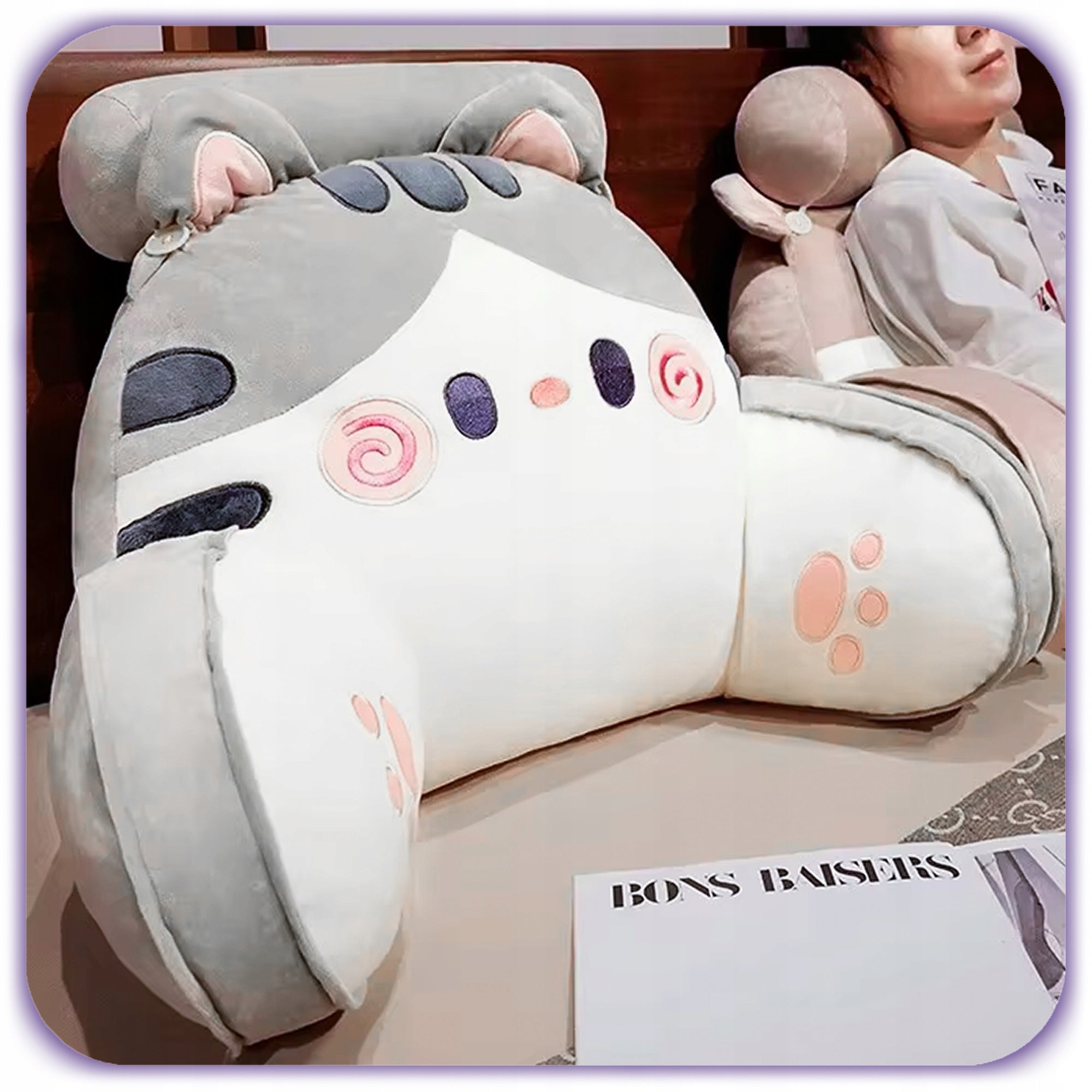 PILLOW STUFFED ANIMAL CAT READING ARMRESTS BACK SUPPORT FOR CHILDREN Packaging status original