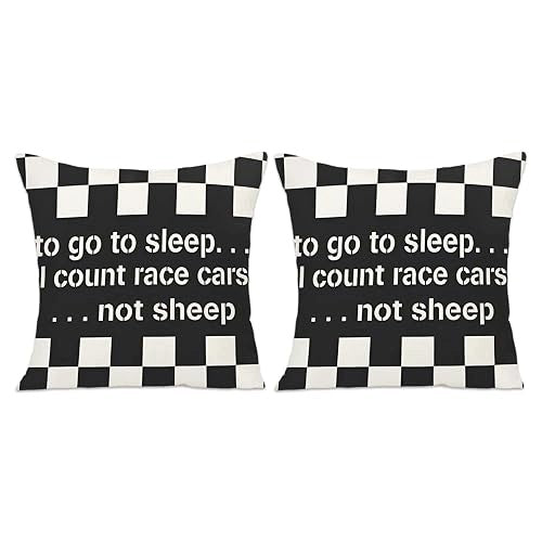 PILLOWCASES BLACK AND WHITE LATTICE RACING THEME 45 CM 2 PCS