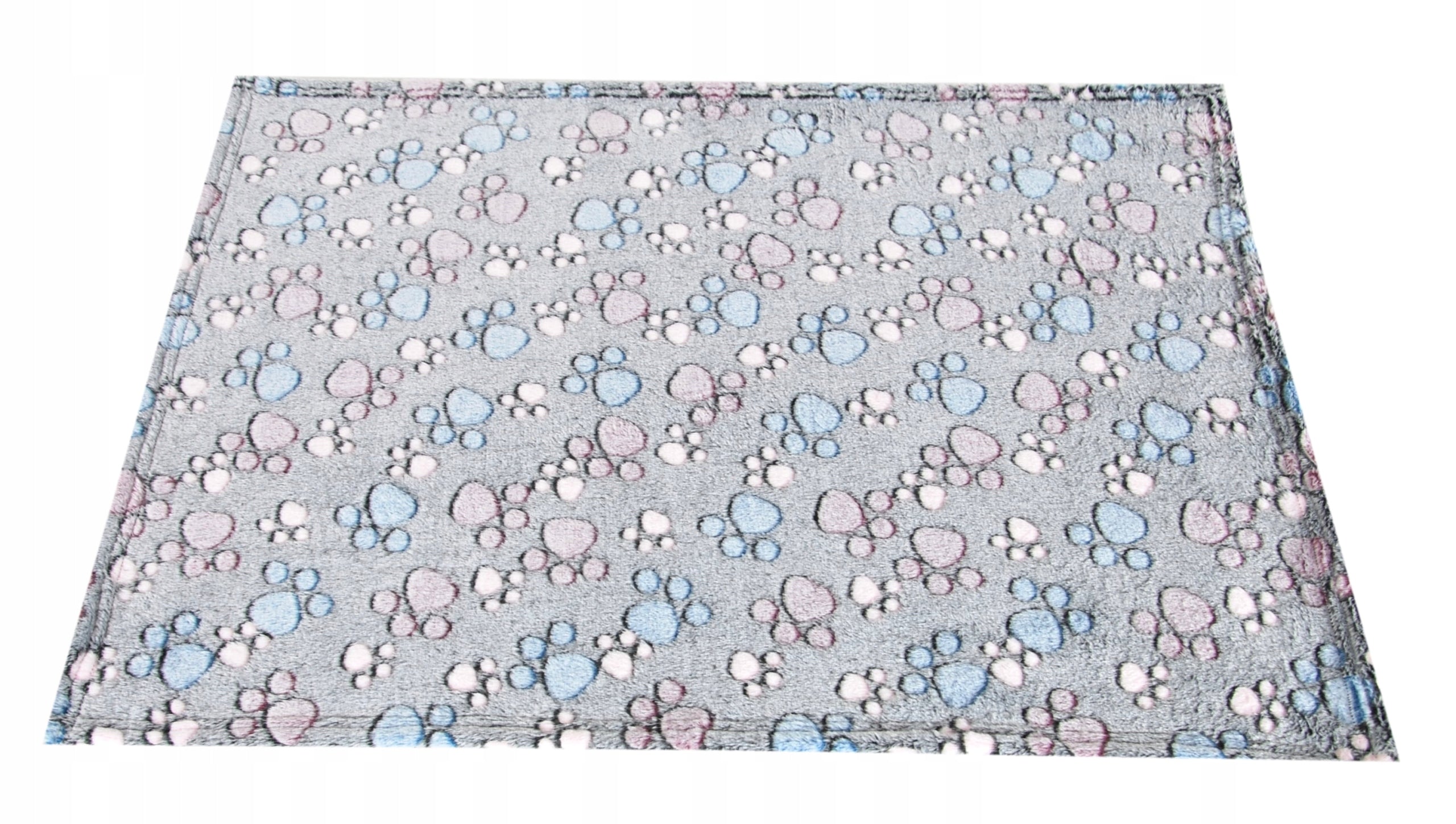 PIMPUS Fluffy Warm Cat Dog Blanket 75x100cm Paws Grey L Brand no brand