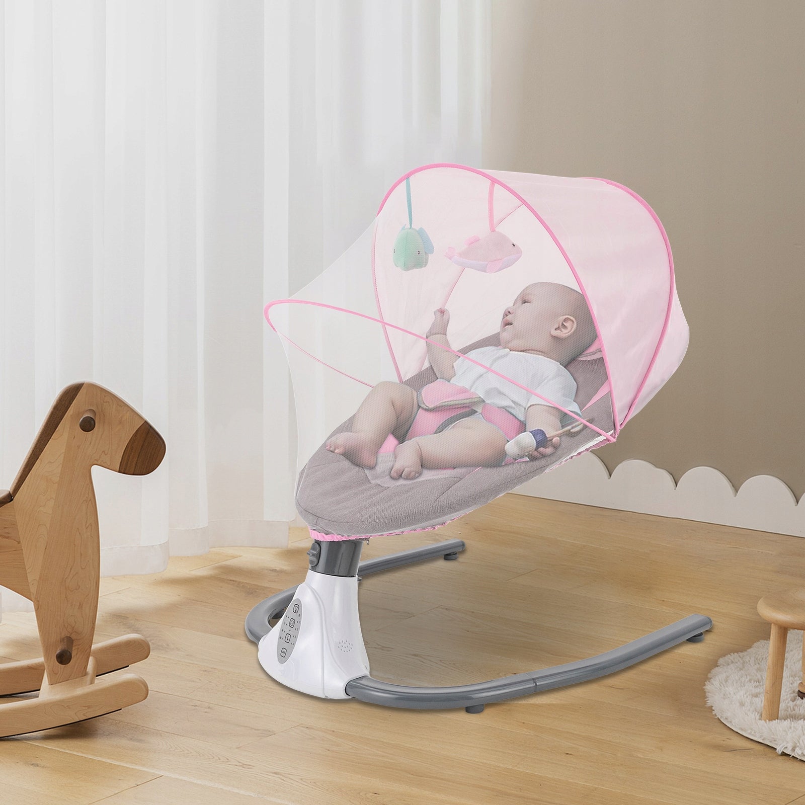 PINK BABY ELECTRIC SWING FOR BABIES AGED 0-18 MONTHS (WITH USB CABLE) Manufacturer code Buy3757