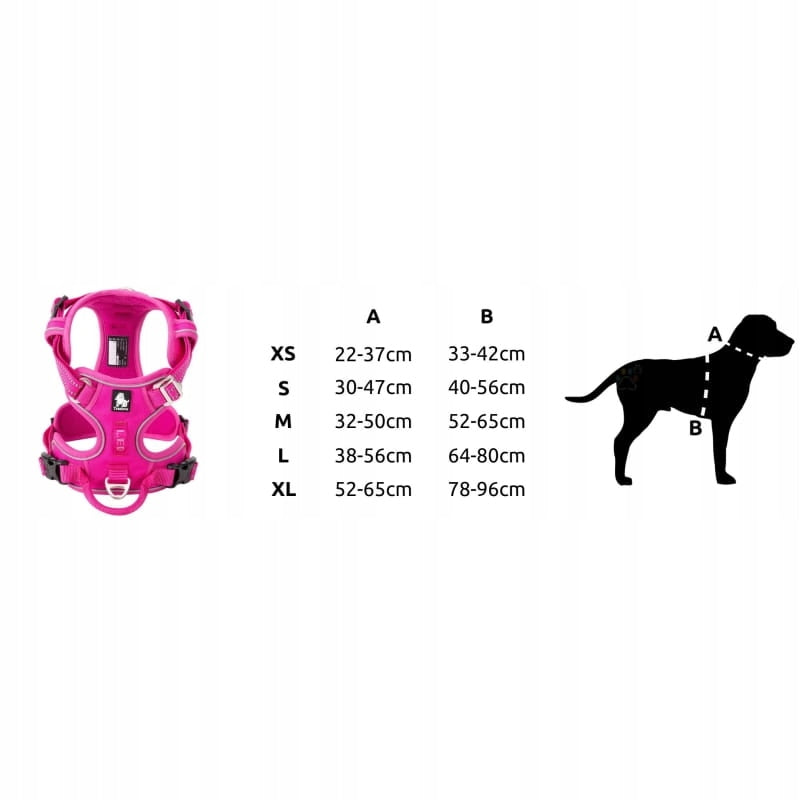 PINK Dog Harness STRONG REFLECTIVE TRUELOVE L Trade name RÓŻOWE Szelki dla psa guard MOCNE ODBLASKOWE TRUELOVE FRONT LINE PREMIUM easy walk L Border Collie