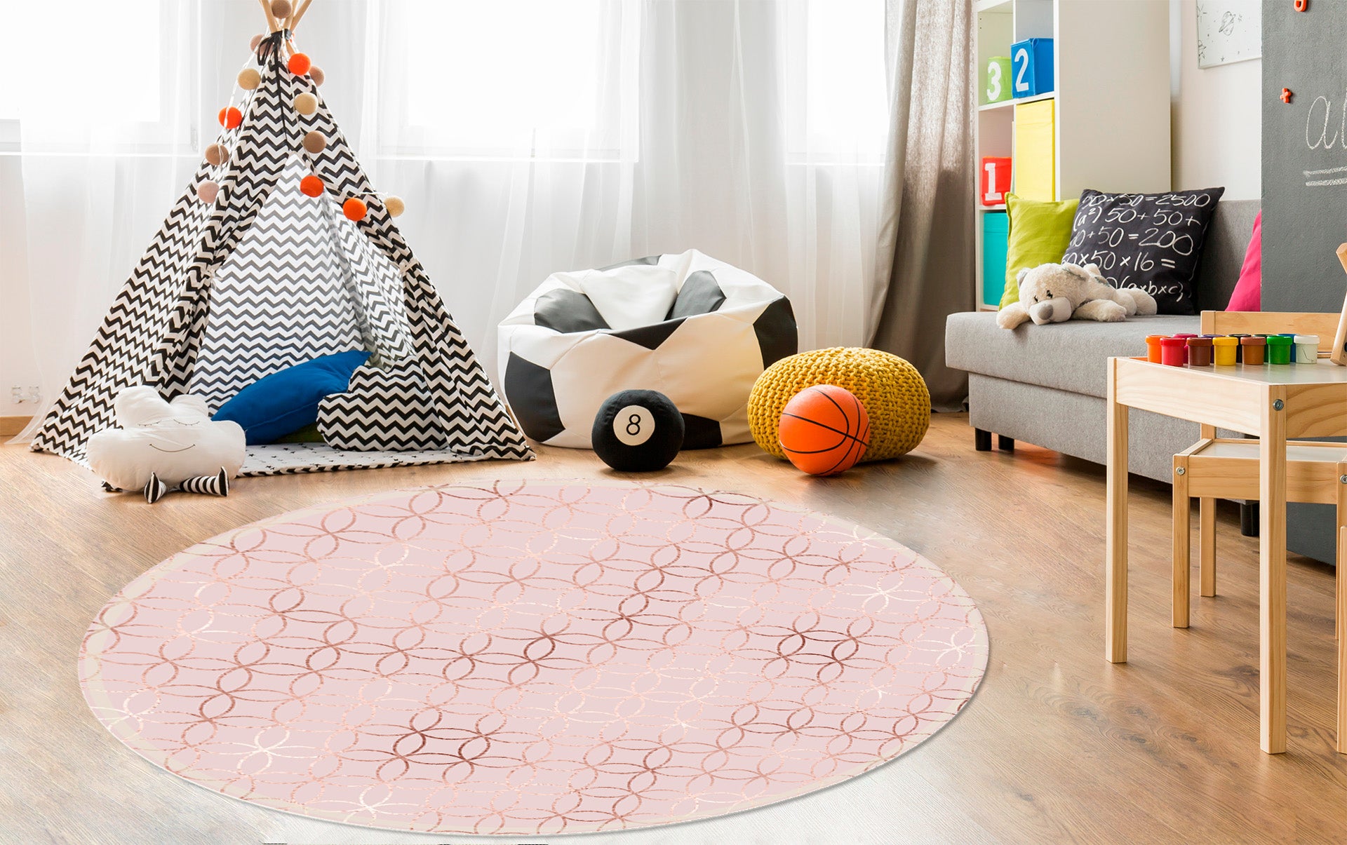 PINK PROTECTIVE MAT UNDER THE CHAIR round 100cm Brand matoMAT