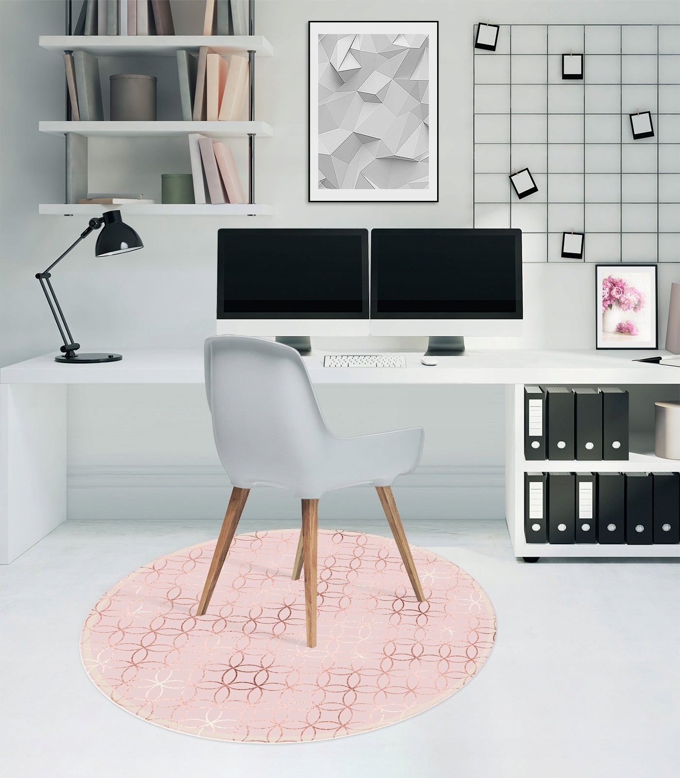 PINK PROTECTIVE MAT UNDER THE CHAIR round 100cm Product height 100 cm