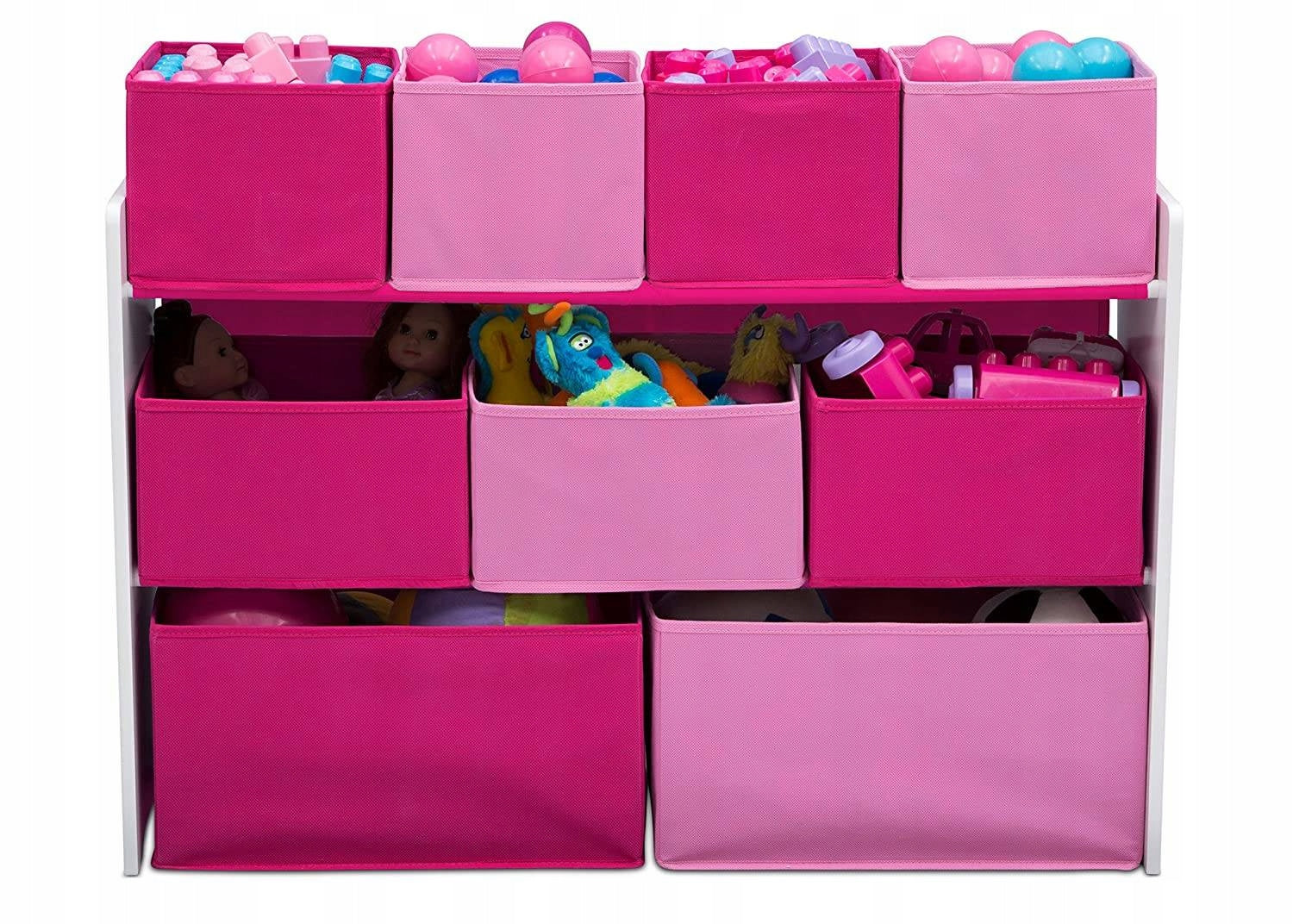 PINK WHITE LARGE BOOKCASE ORGANIZER CONTAINERS CHILDREN Capacity 80 l
