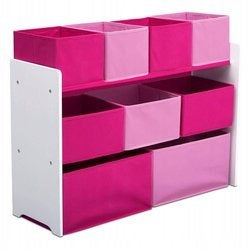 PINK WHITE LARGE BOOKCASE ORGANIZER CONTAINERS CHILDREN