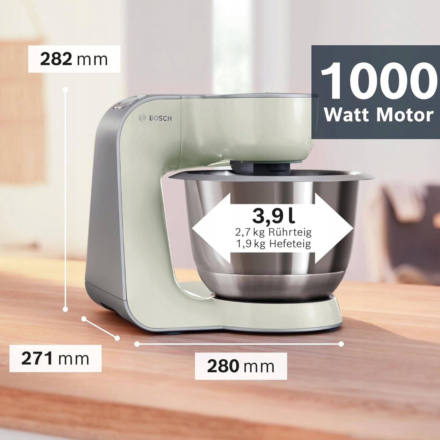PLANETARY FOOD PROCESSOR 1000W BOWL 3,9L STAINLESS STEEL WHISK HOOK EAN (GTIN) 5902912866444