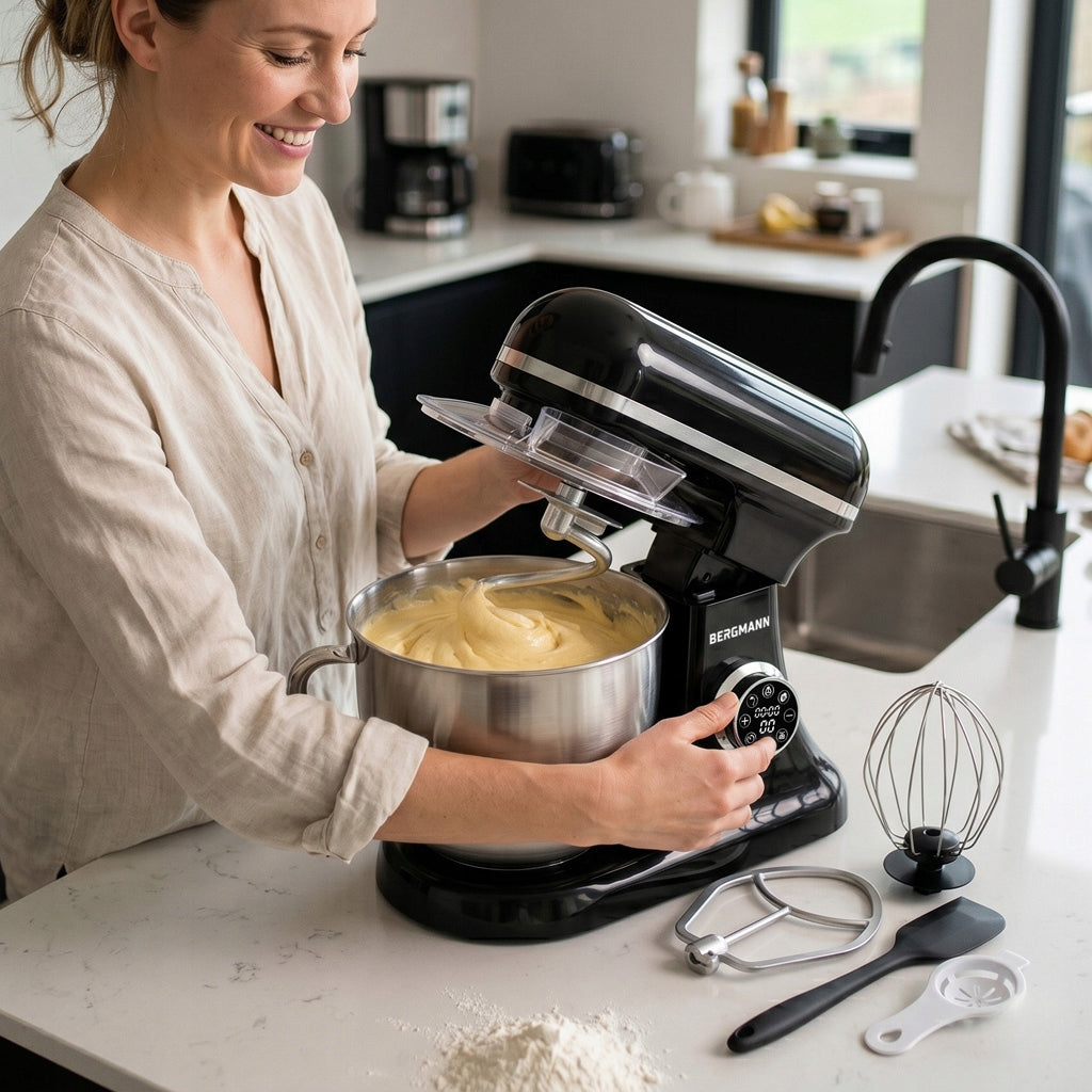 PLANETARY FOOD PROCESSOR BERGMANN 3500W Mixer with Scale 6L 3 Stirrers Packaging status original