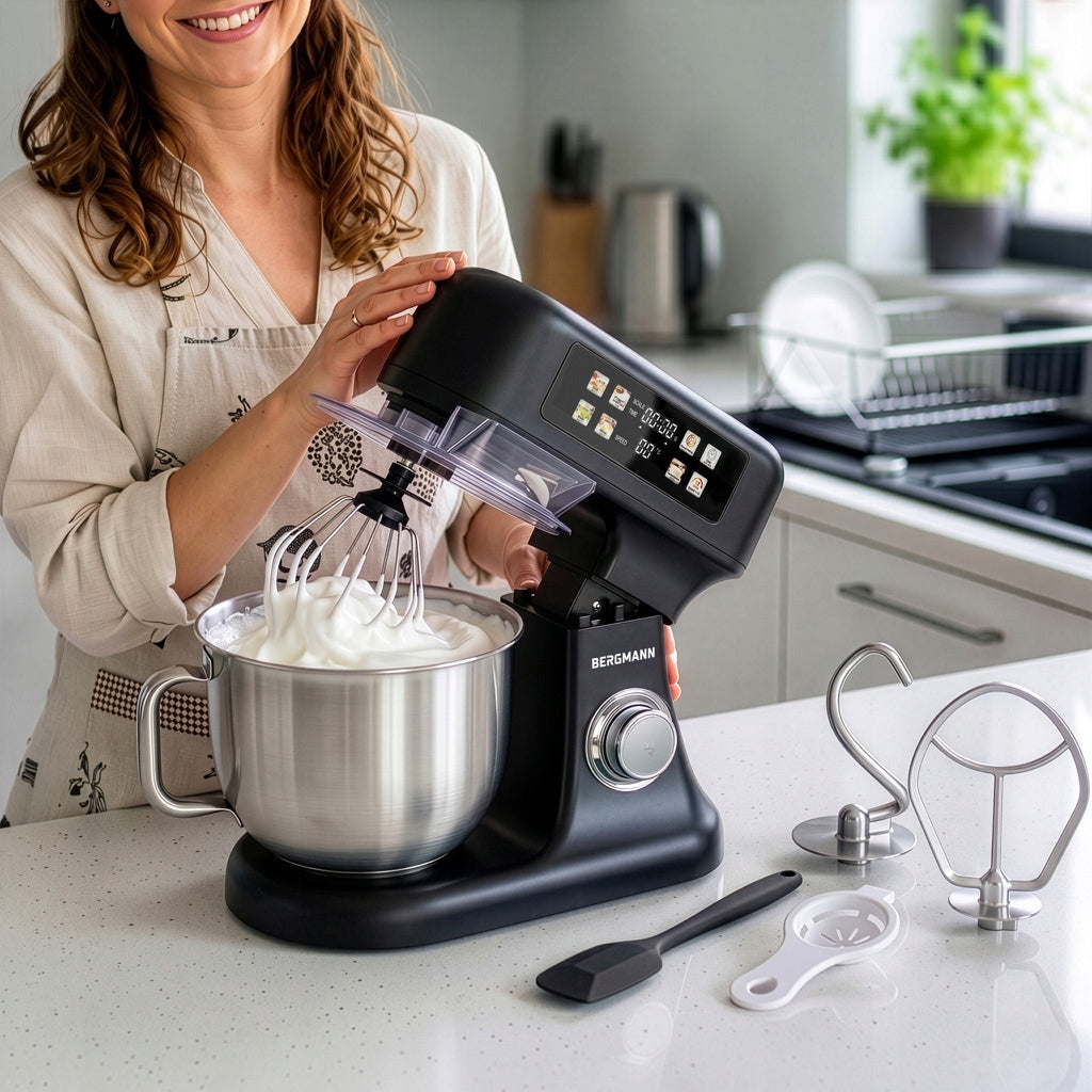 PLANETARY FOOD PROCESSOR BERGMANN 3500W Mixer with Weight Heated Bowl 6L Packaging status original