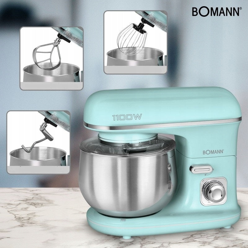PLANETARY FOOD PROCESSOR BLENDER KNEADER MIXER 3 TIPS 1100W 5L Brand Bomann