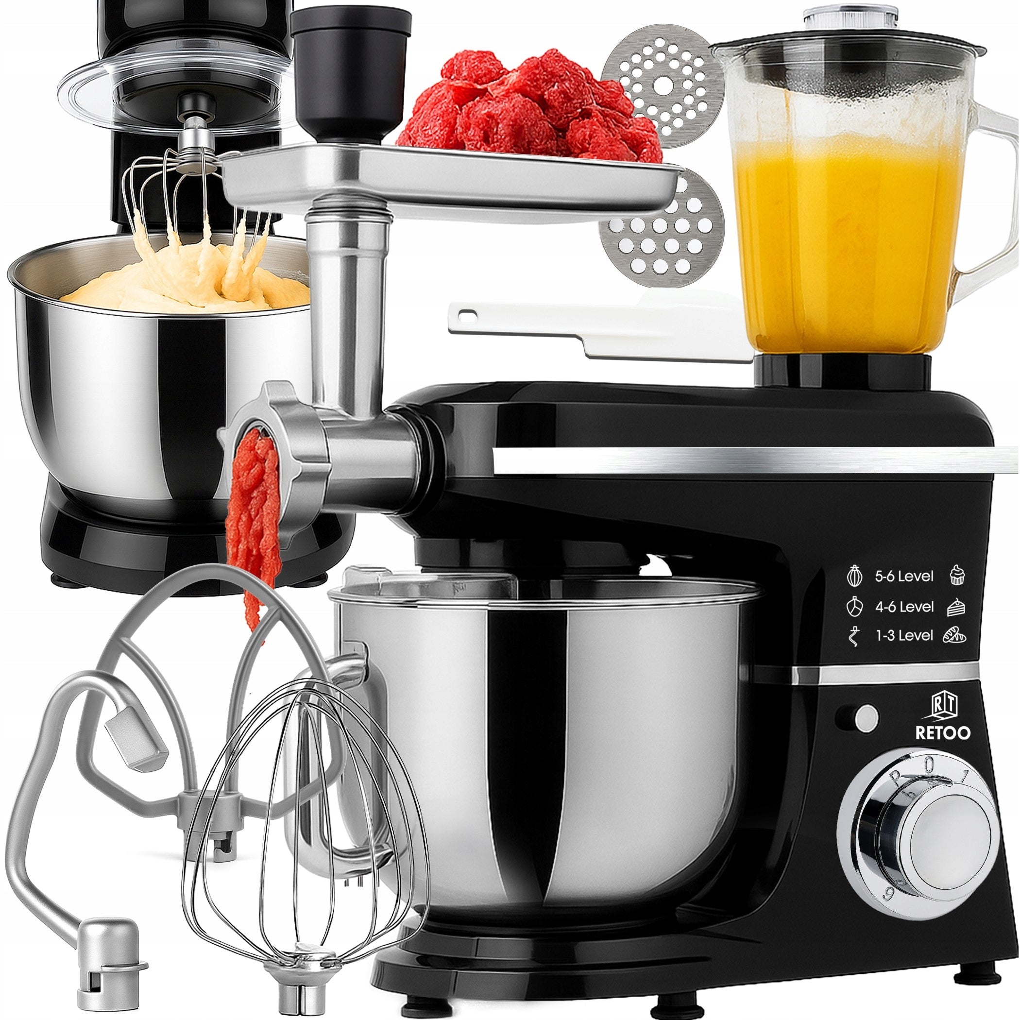 PLANETARY FOOD PROCESSOR WITH BOWL BLENDER MEAT GRINDER MIXER 5in1 3200W