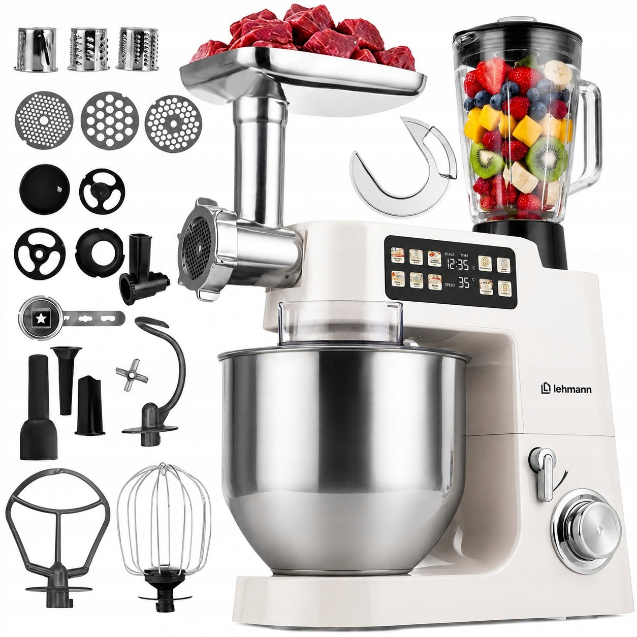 PLANETARY ROBOT KITCHEN HEATED BOWL 8L LED MEAT GRINDER 4000 2100W
