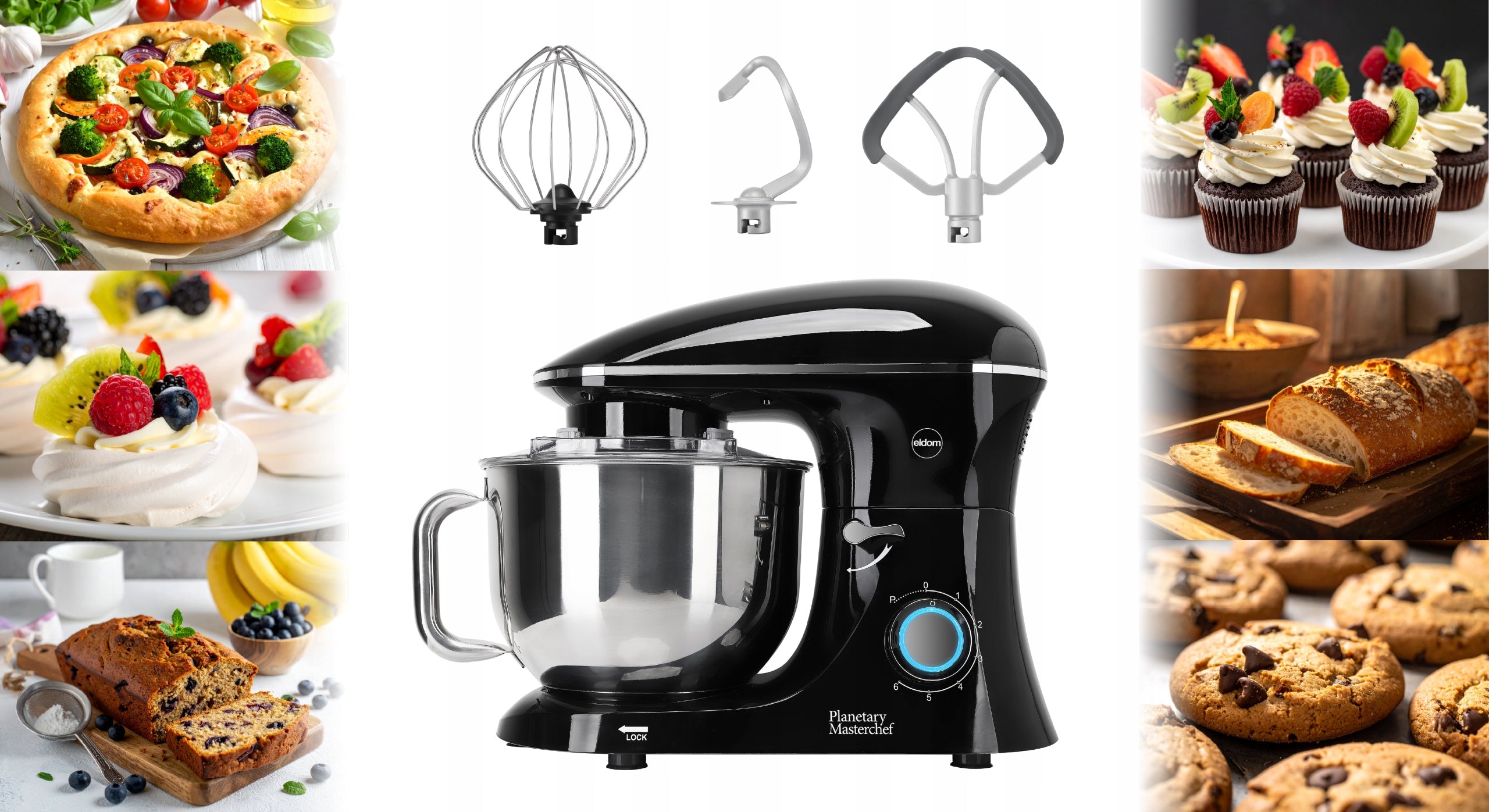 PLANETARY ROBOT KITCHEN MIXER 3 MIXER BOWL 6.2L POWERFUL 2200W WRK2000 Packaging status original