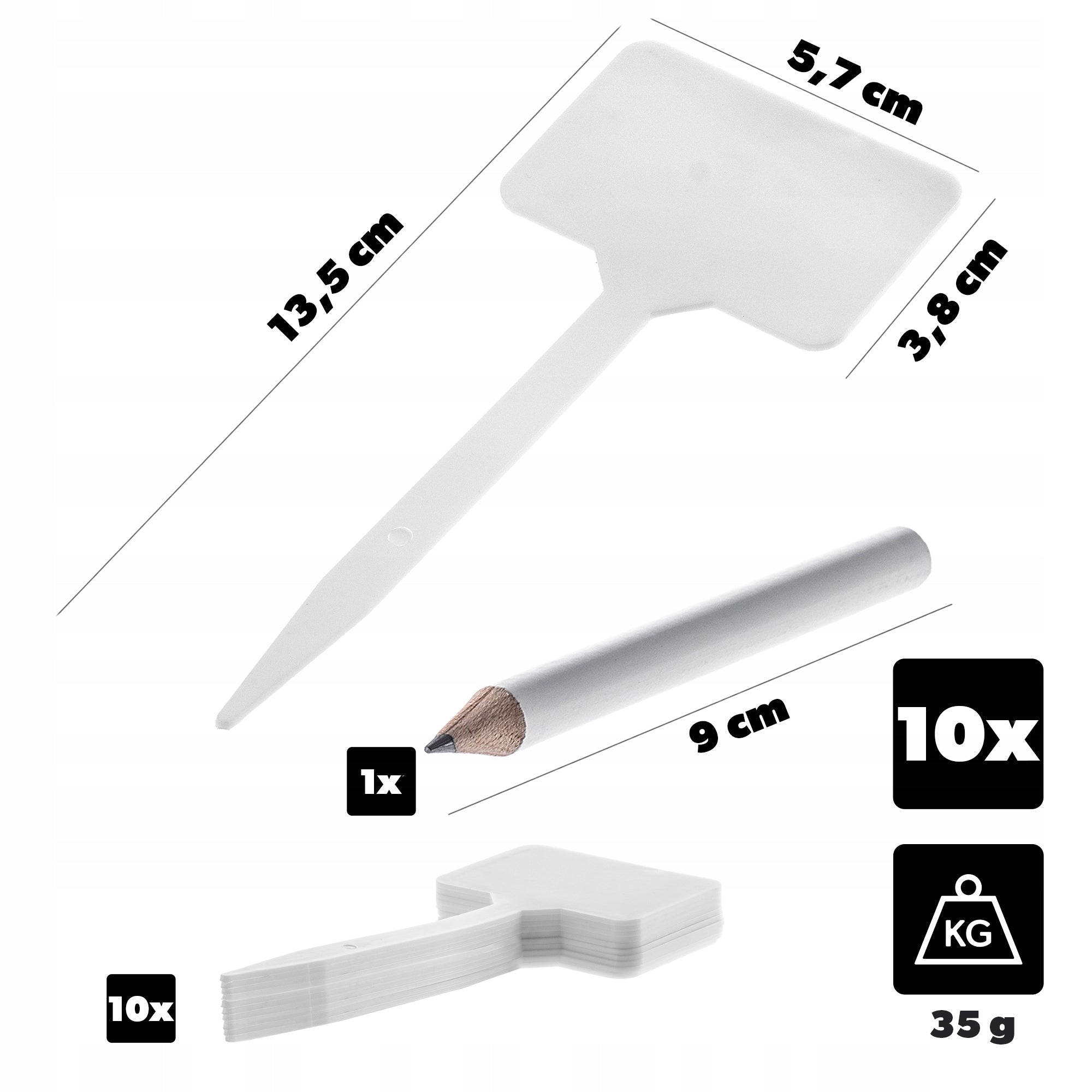 PLANT PLATE LABELS WHITE PLAQUE MARKERS 10 PIECES + PENCIL Manufacturer code K11313