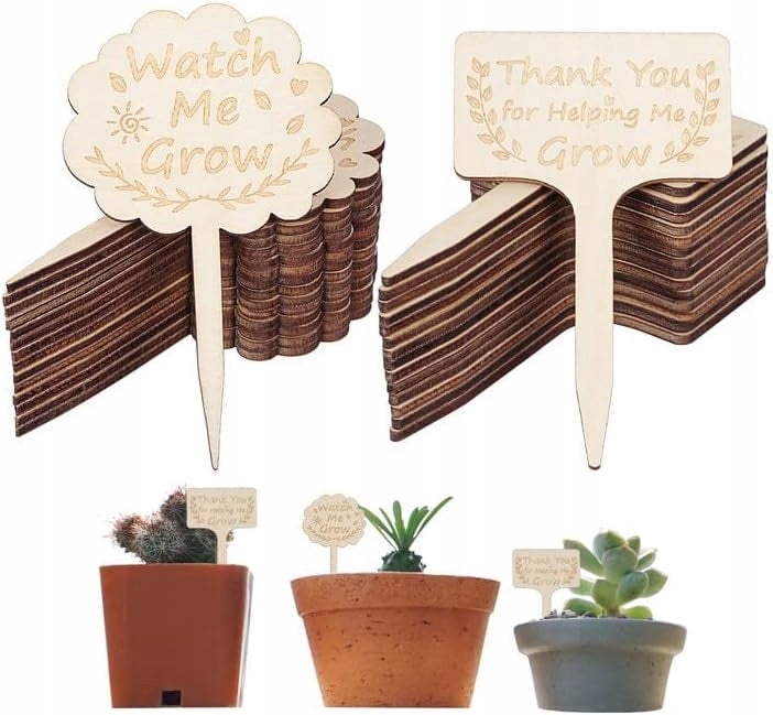 PLANT PLATES WOODEN GARDEN MARKERS WITH INSCRIPTIONS SET OF 30PCS