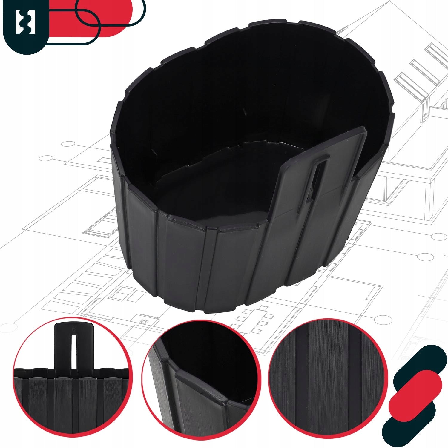 PLANTER WALL HANGING POT ANTHRACITE WALL DECORATION FLOWERS 200 MM Product height 13 cm