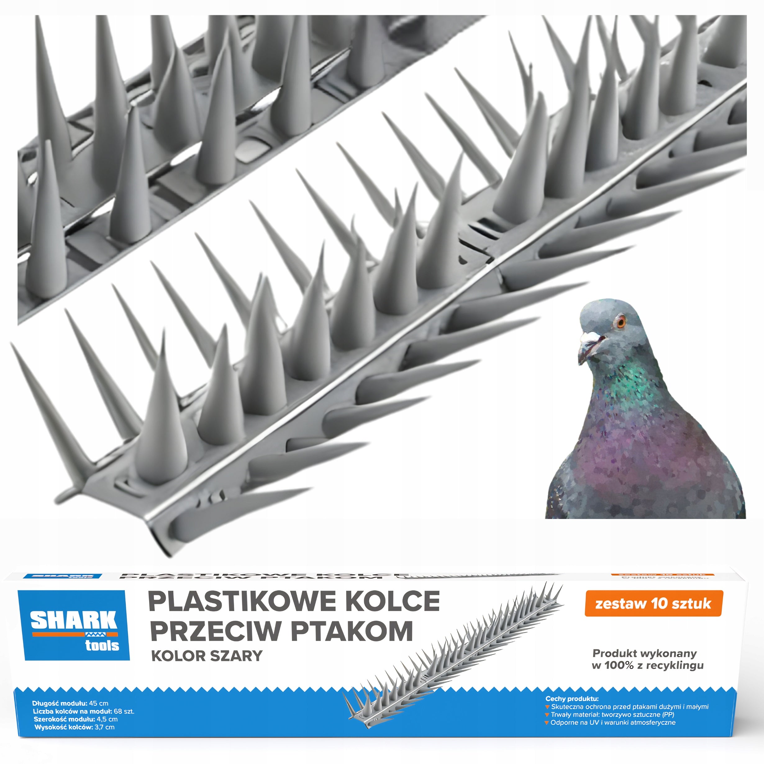 PLASTIC BIRD SPIKES x10 ANTI-BIRD STRIP GREY ANTHRACITE Strong