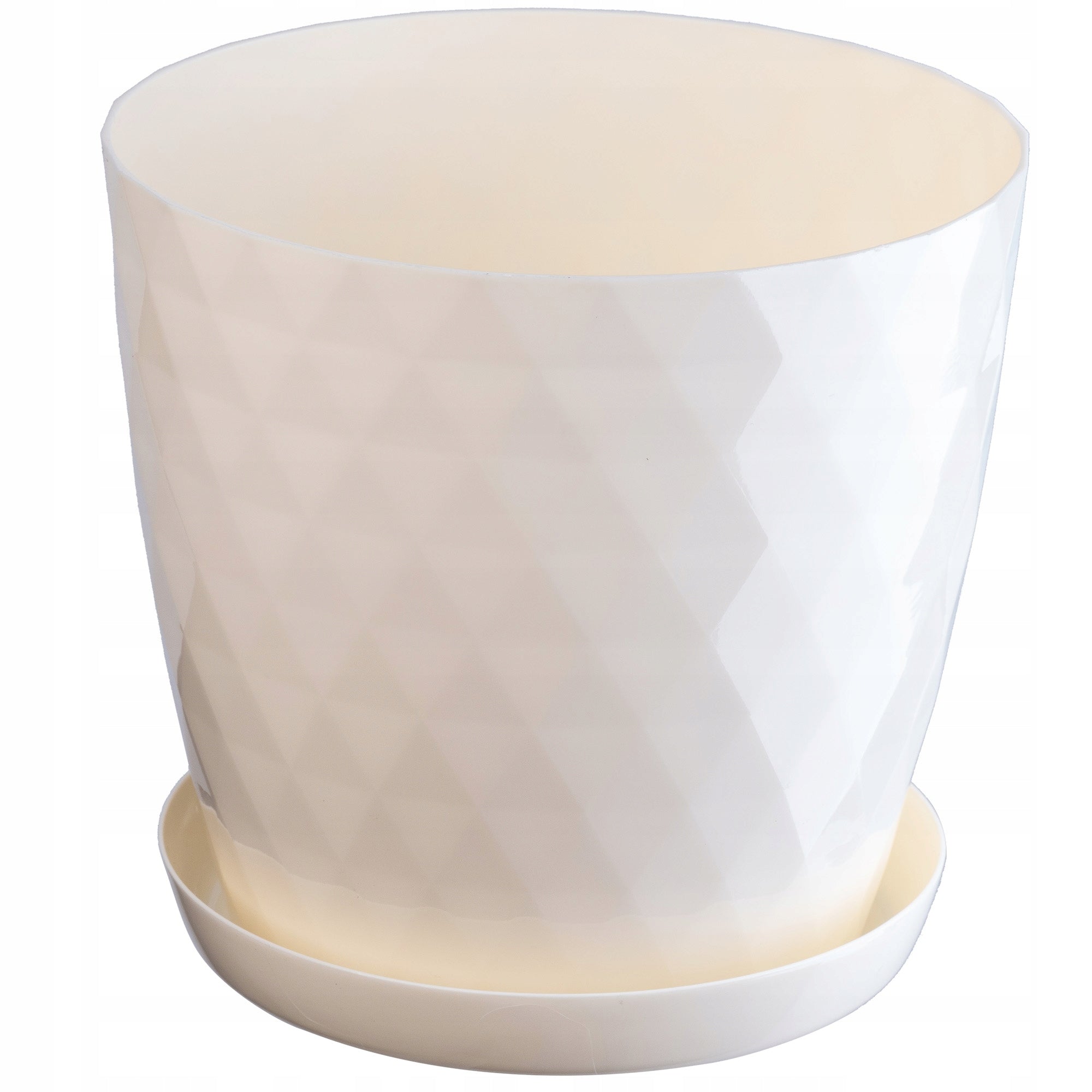 PLASTIC FLOWER POT WITH STAND FLOWER POT COVER 18cm CREAM KADAX Product width 18 cm