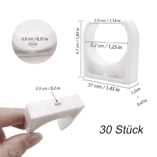 PLASTIC PIPE MOUNTING CLAMPS 32MM SET OF 30 PIECES steel plastic Manufacturer code Nieoznaczona
