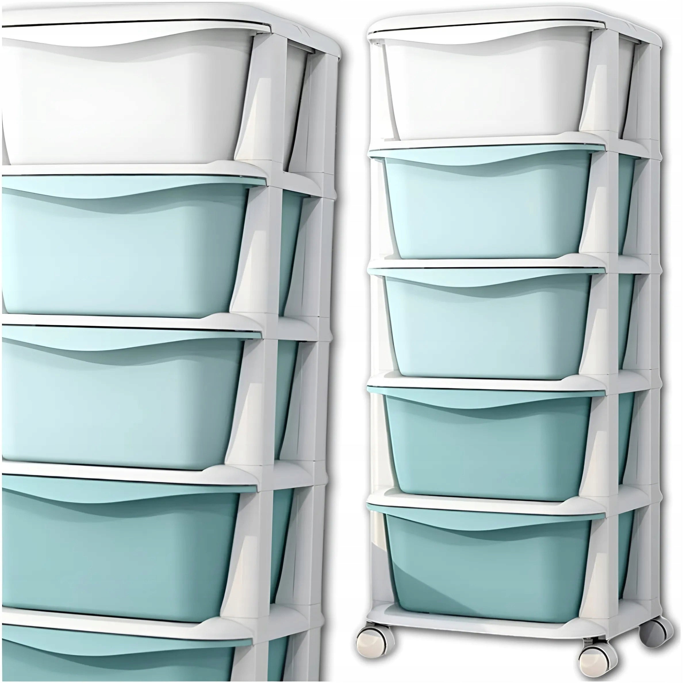 PLASTIC RACK CONTAINER BASKET TOYS DRAWERS MOBILE 5 SHELVES GREEN