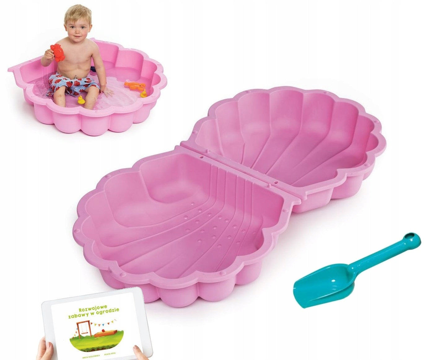 PLASTIC SANDBOX 125 KG LOCKABLE PORTABLE + 2-PIECE SPATULA Kid's age 6+ months