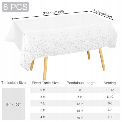 PLASTIC TABLECLOTH 137X274 CM WHITE SILVER STAR 6 PCS BIRTHDAY PARTY Manufacturer code Bez marki