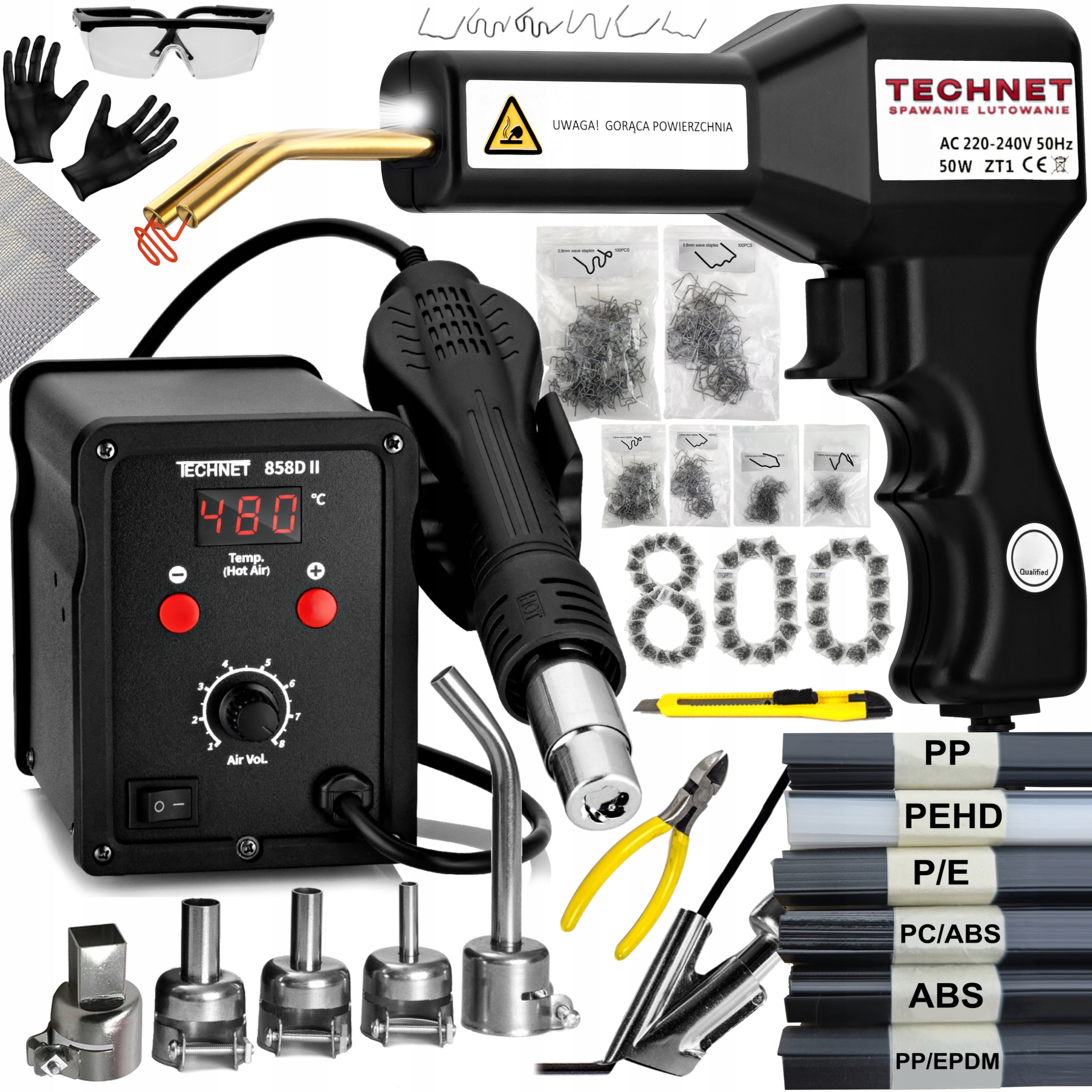 PLASTIC WELDER STAPLER WELDING MACHINE 800x STAPLES 858DII + ZT1 SET