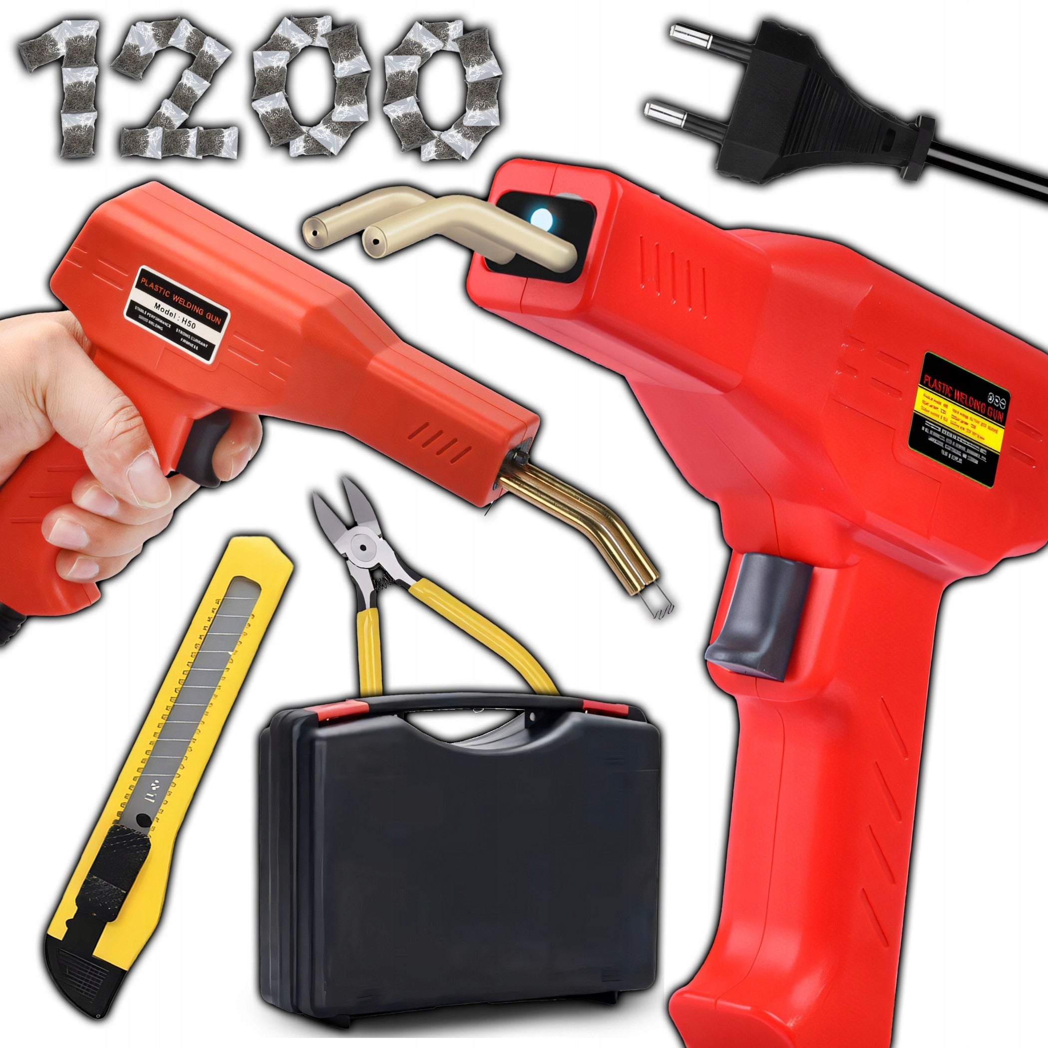 PLASTIC WELDING MACHINE PLASTIC SOLDERING IRON 1200 STAPLES LARGE SET
