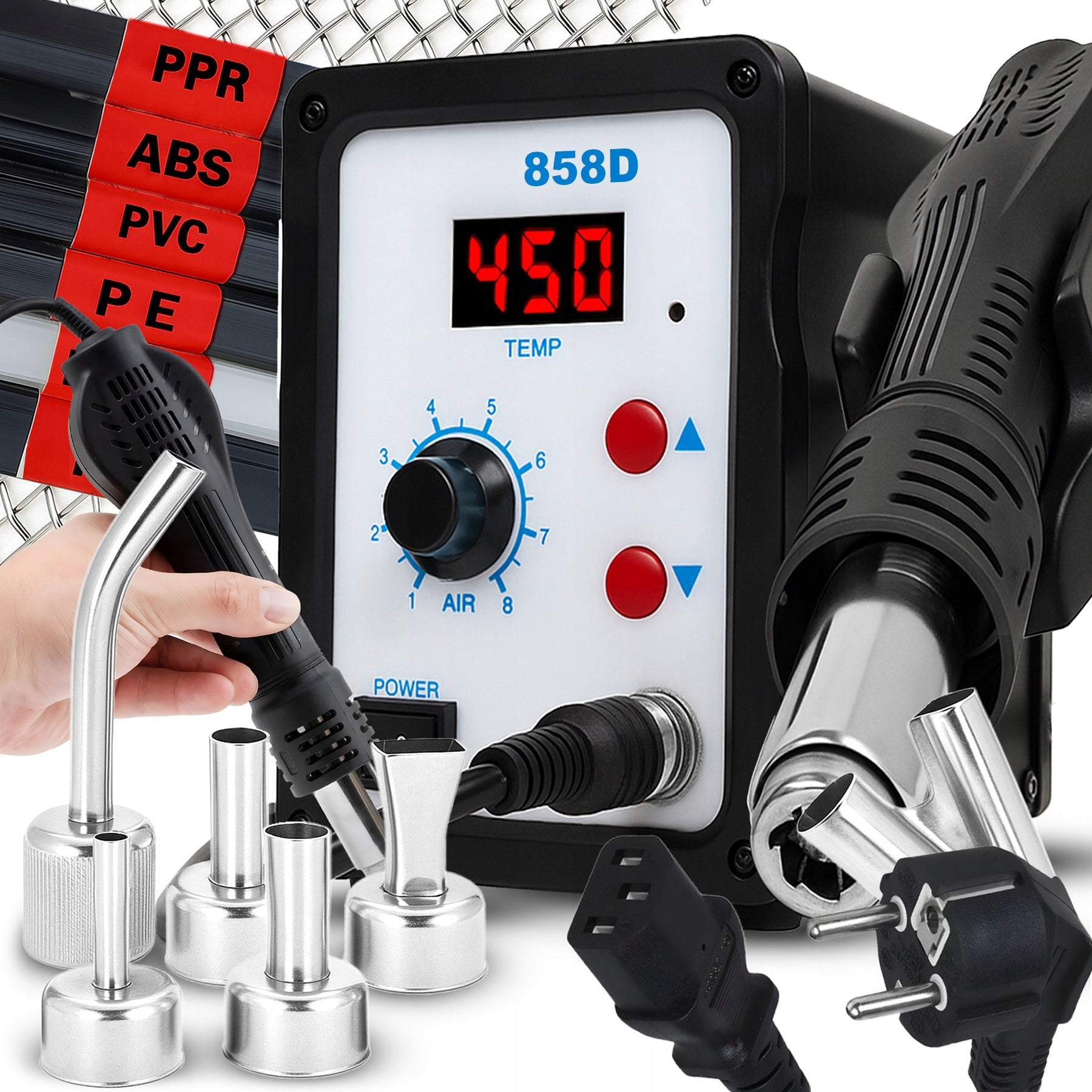PLASTIC WELDING MACHINE WELDING STATION SOLDERING STATION 7X NOZZLE 6X BINDER MESH Manufacturer code ER1208-1