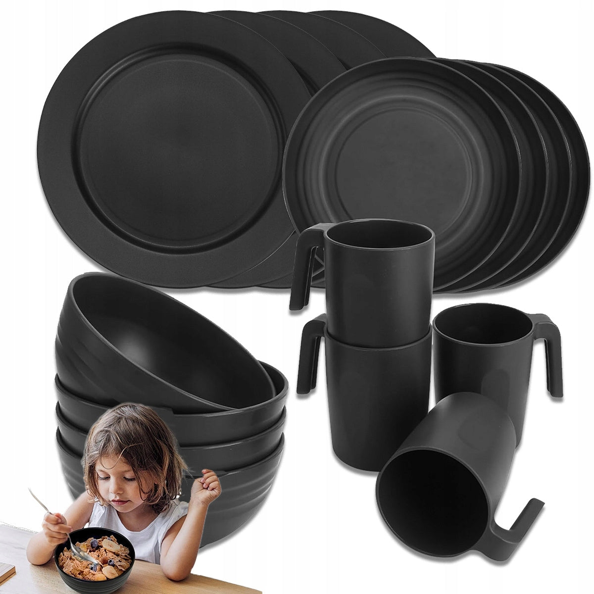 PLATES CUTLERY HIKING SET CAMPING OUTDOOR 16PCS