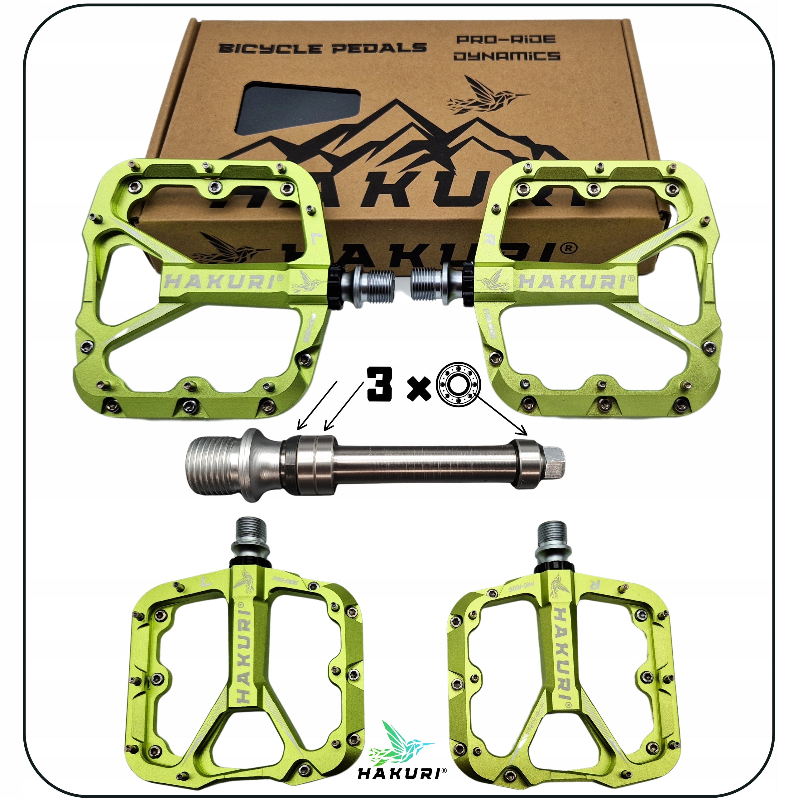 PLATFORM BICYCLE PEDALS Aluminum 3 MTB SEALED Machine Bearings Brand Hakuri