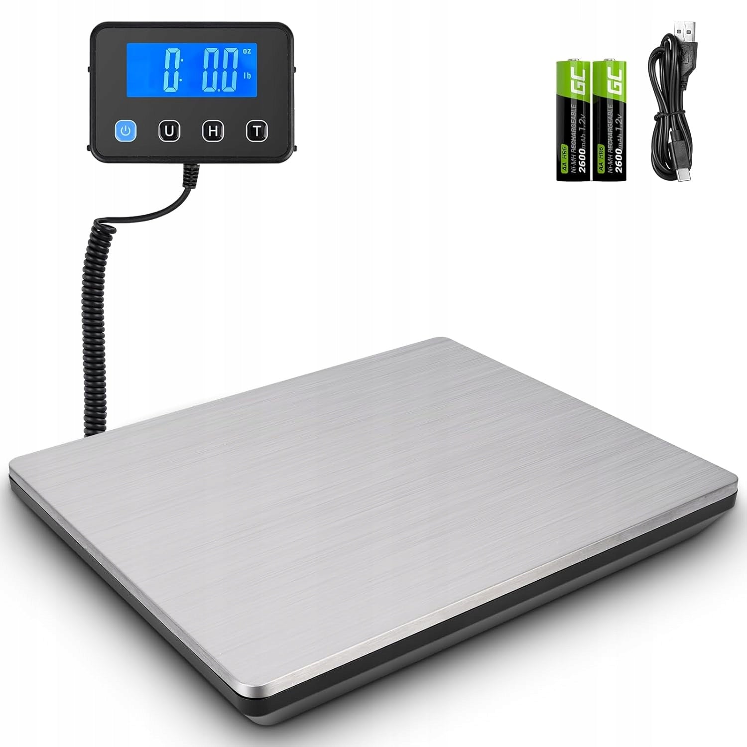 PLATFORM SCALE 50G-200KG LCD FOR PARCELS AND LUGGAGE, TARE, PRECISION 10G INOX