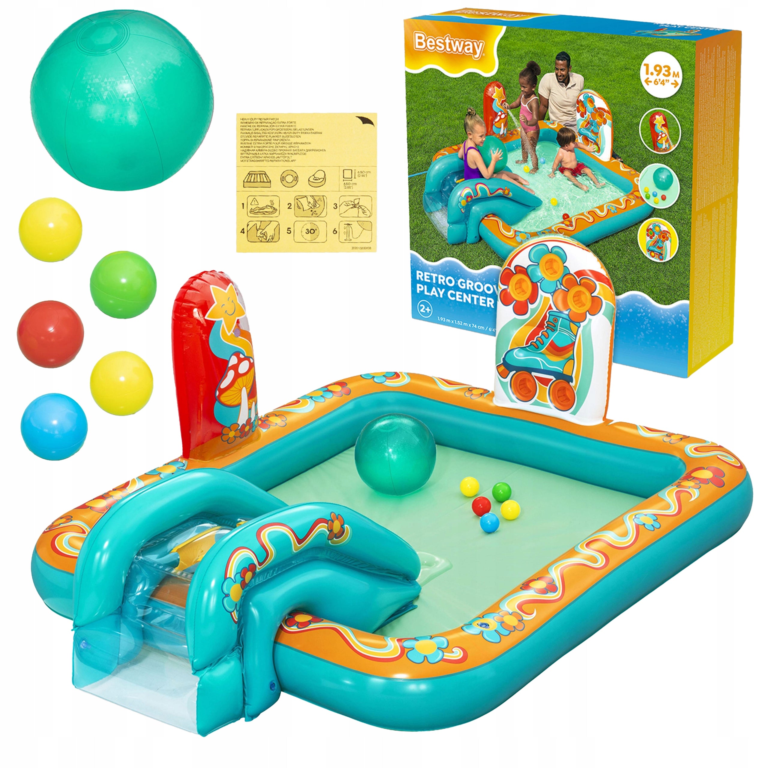 PLAYGROUND SLIDE + SPRINKLER BEACH BALL SET BESTWAY 53164 Height 74 cm
