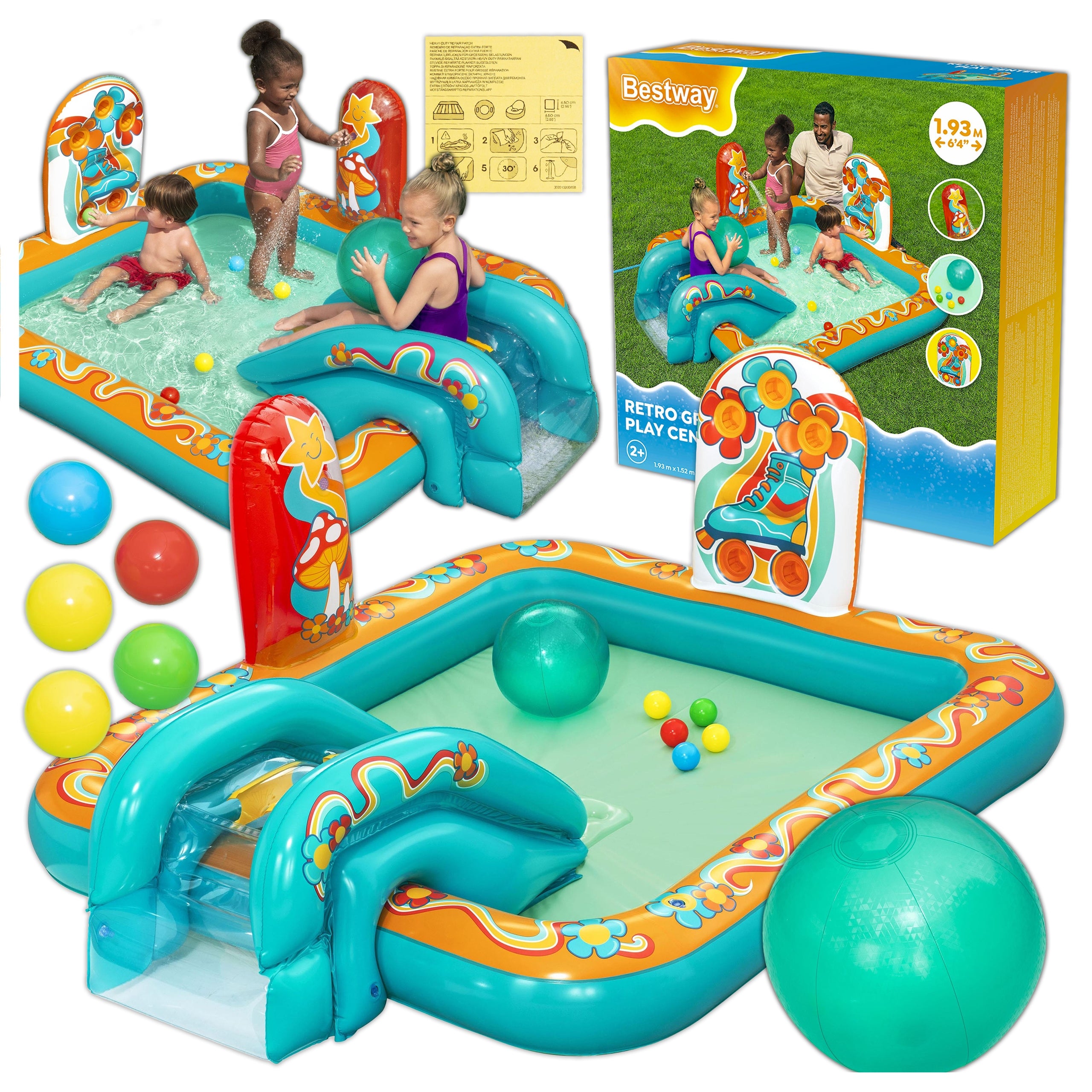 PLAYGROUND SLIDE + SPRINKLER BEACH BALL SET BESTWAY 53164 Packaging status original