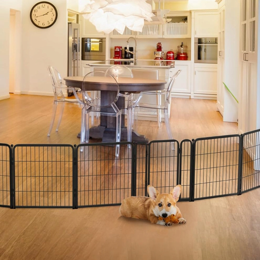 PLAYPEN DOG CAGE METAL RABBIT CATWALK MODULAR FARMHOUSE 8 PANELS 80cm Product height 80 cm