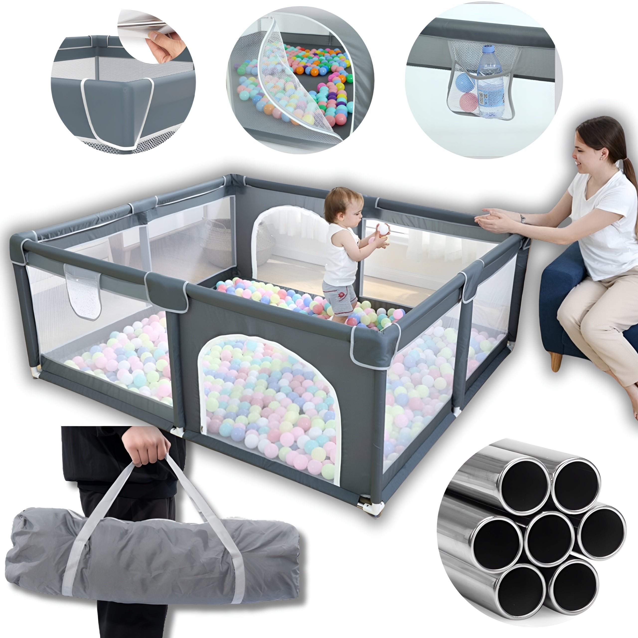 PLAYPEN FOR CHILDREN 150X180 DRY POOL Square Toys FOR CHILDREN + BALLS