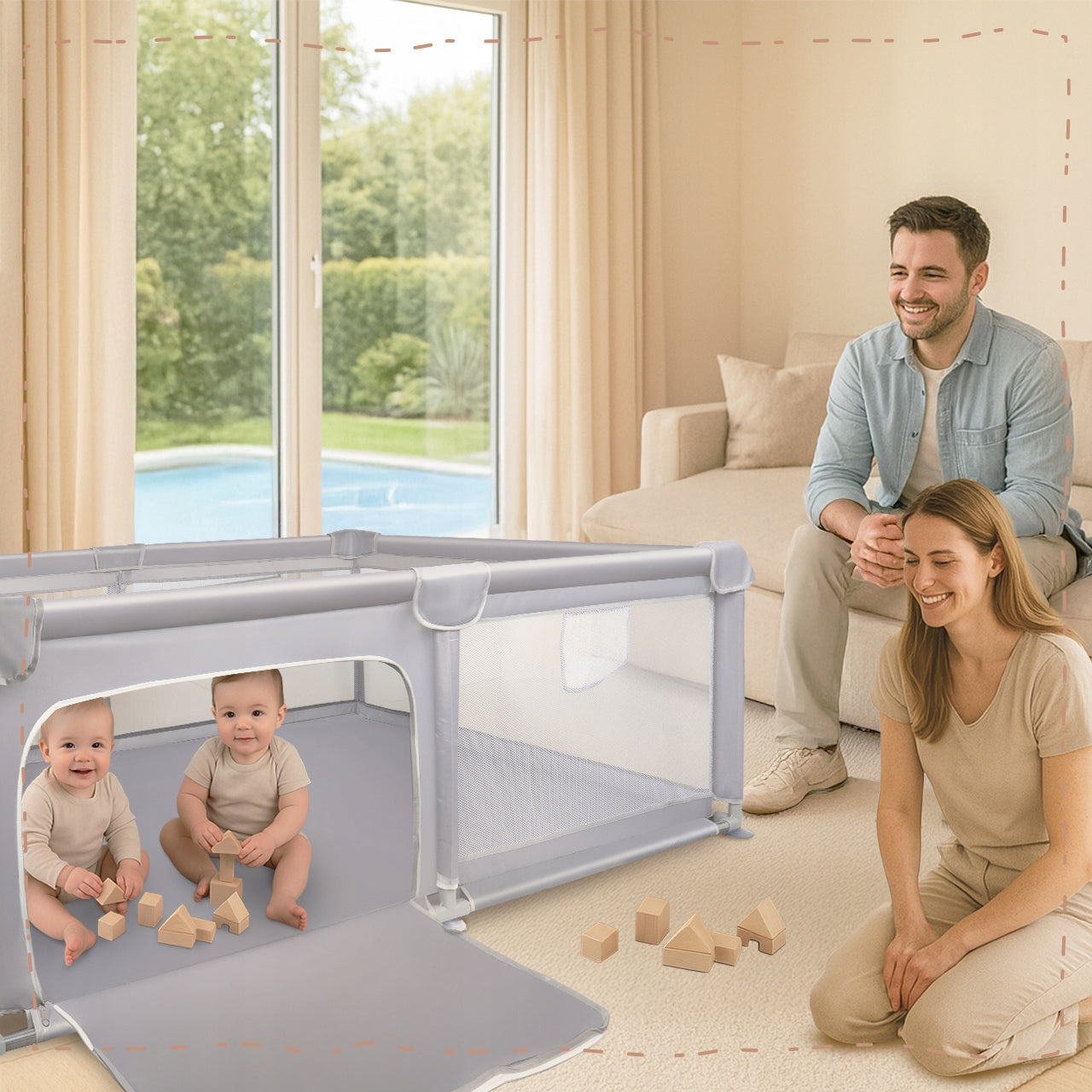 PLAYPEN FOR CHILDREN FOLDING 120X180cm DRY POOL SQUARE TOYS CHILDREN GREY Manufacturer code 113161