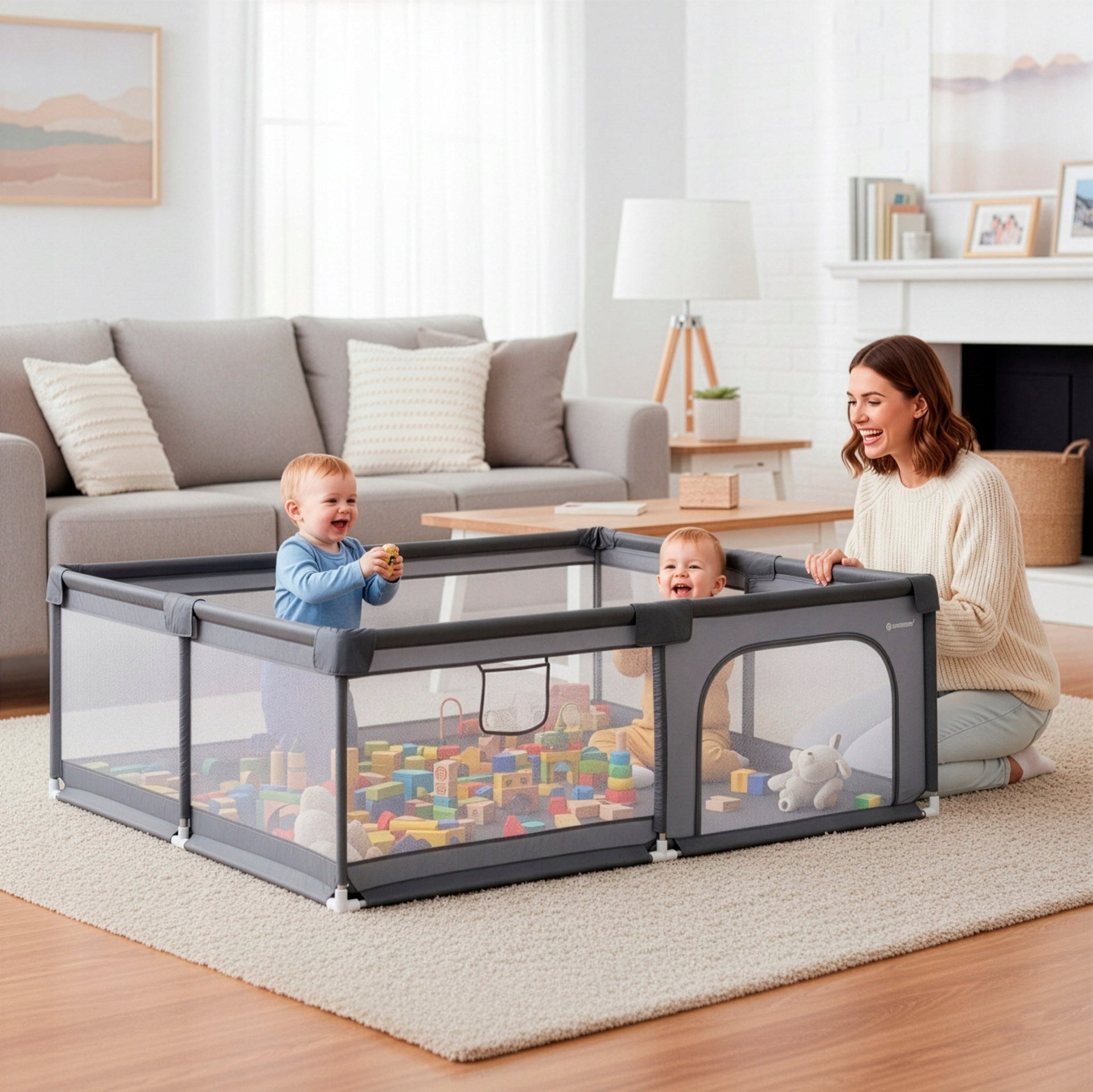 PLAYPEN FOR CHILDREN SQUARE TOYS DRY TOURIST POOL 180x150 cm Brand Springos