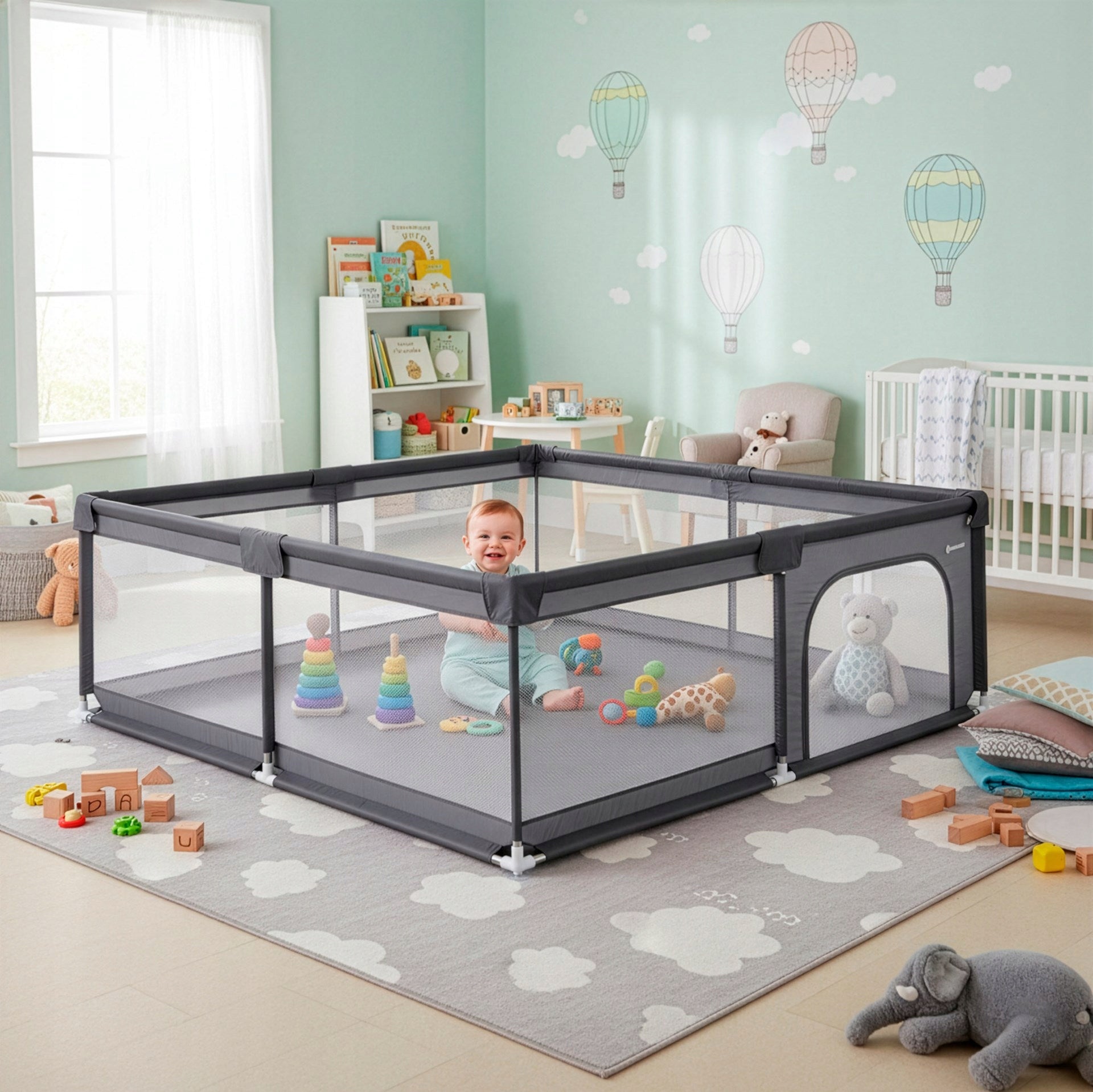 PLAYPEN FOR CHILDREN SQUARE TOYS DRY TOURIST POOL 200x180 cm Packaging status original