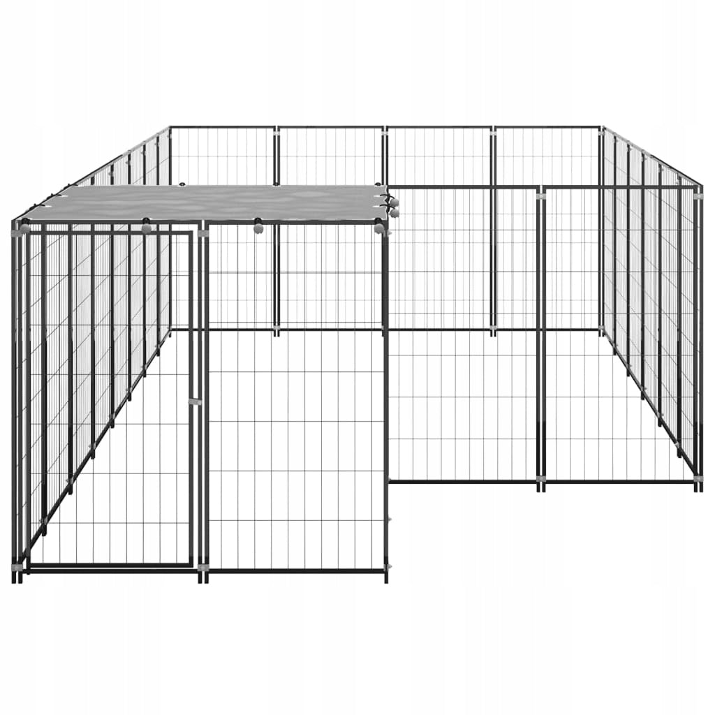 PLAYPEN FOR DOGS, BLACK, 8,47 M², STEEL Distance between bars 1 cm
