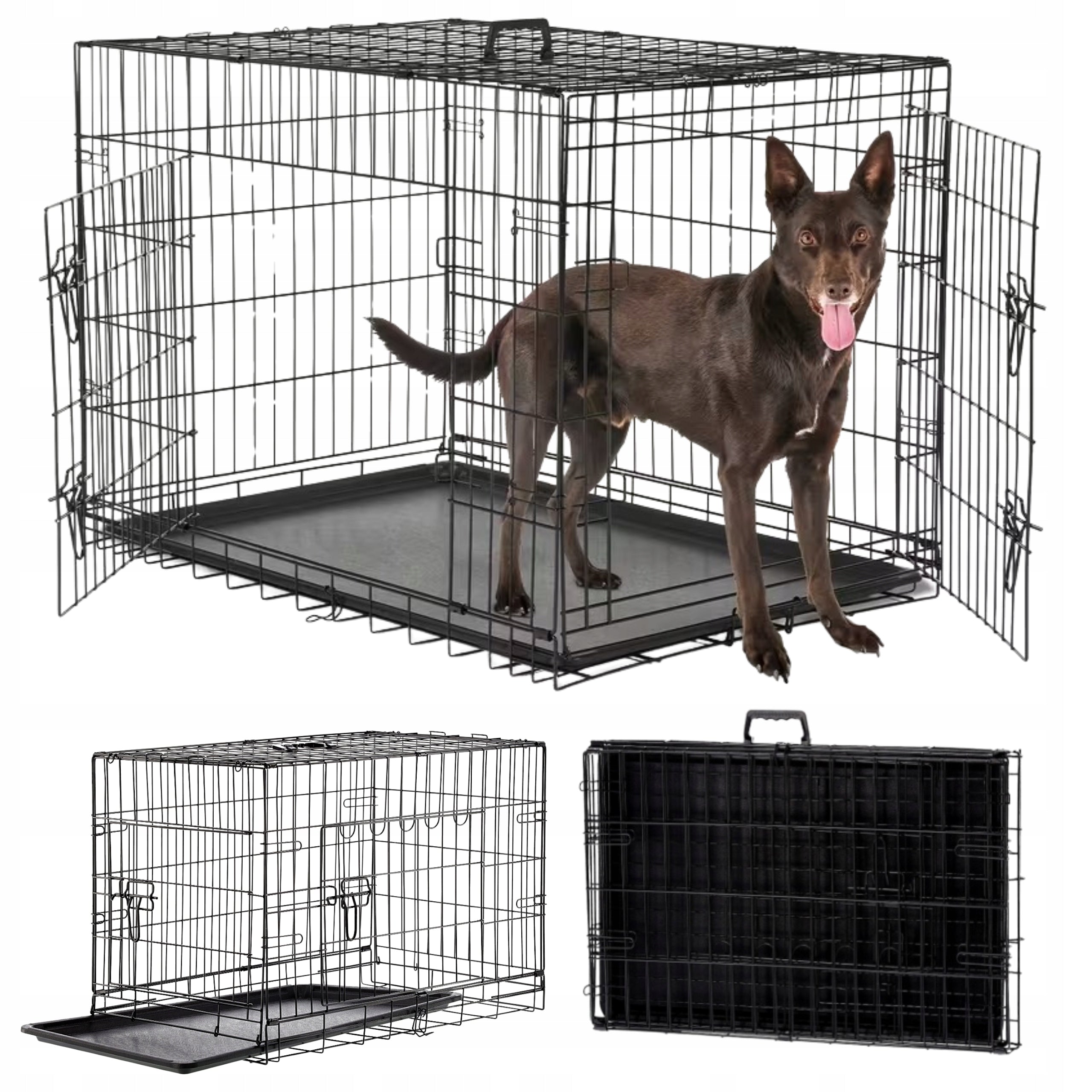 PLAYPEN KENNEL CAGE TRANSPORTER CAT ENCLOSURE FOR DOG ANIMALS BLACK 120CM