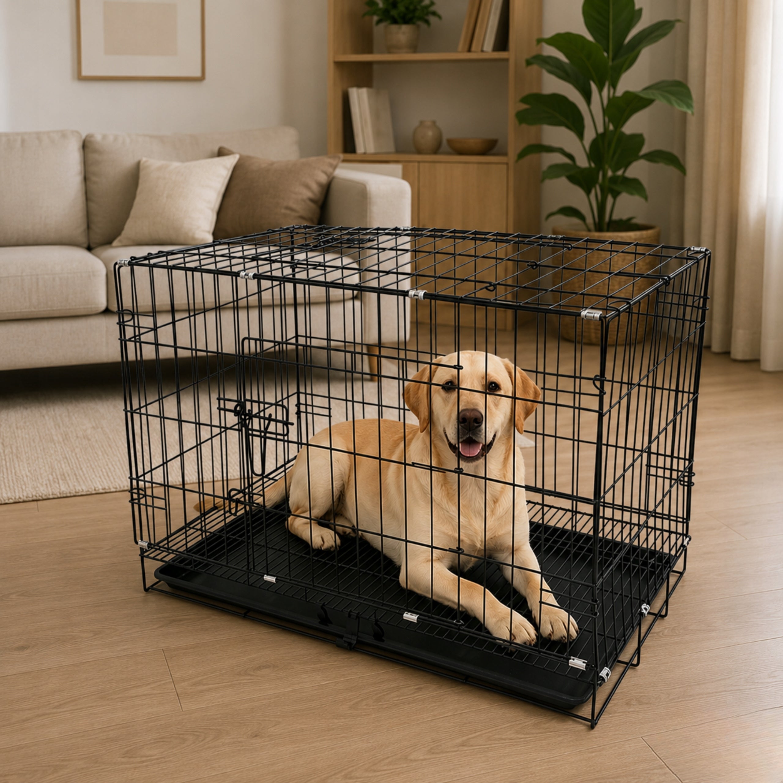 PLAYPEN KENNEL CAGE TRANSPORTER CAT ENCLOSURE FOR DOG ANIMALS BLACK 83CM Packaging status original