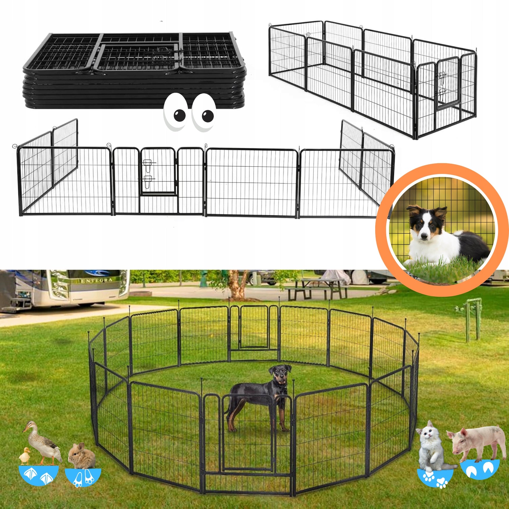 PLAYPEN XXL Modular Farmhouse 80 H. Dog Catwalk Breeding CAGE Metal Packaging status original